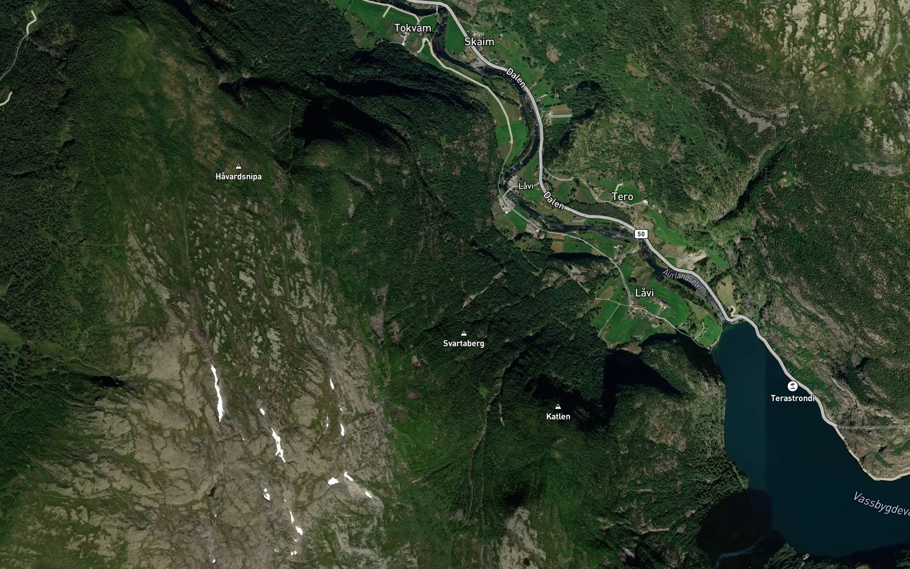 Satellite map of the Geithellergrovi