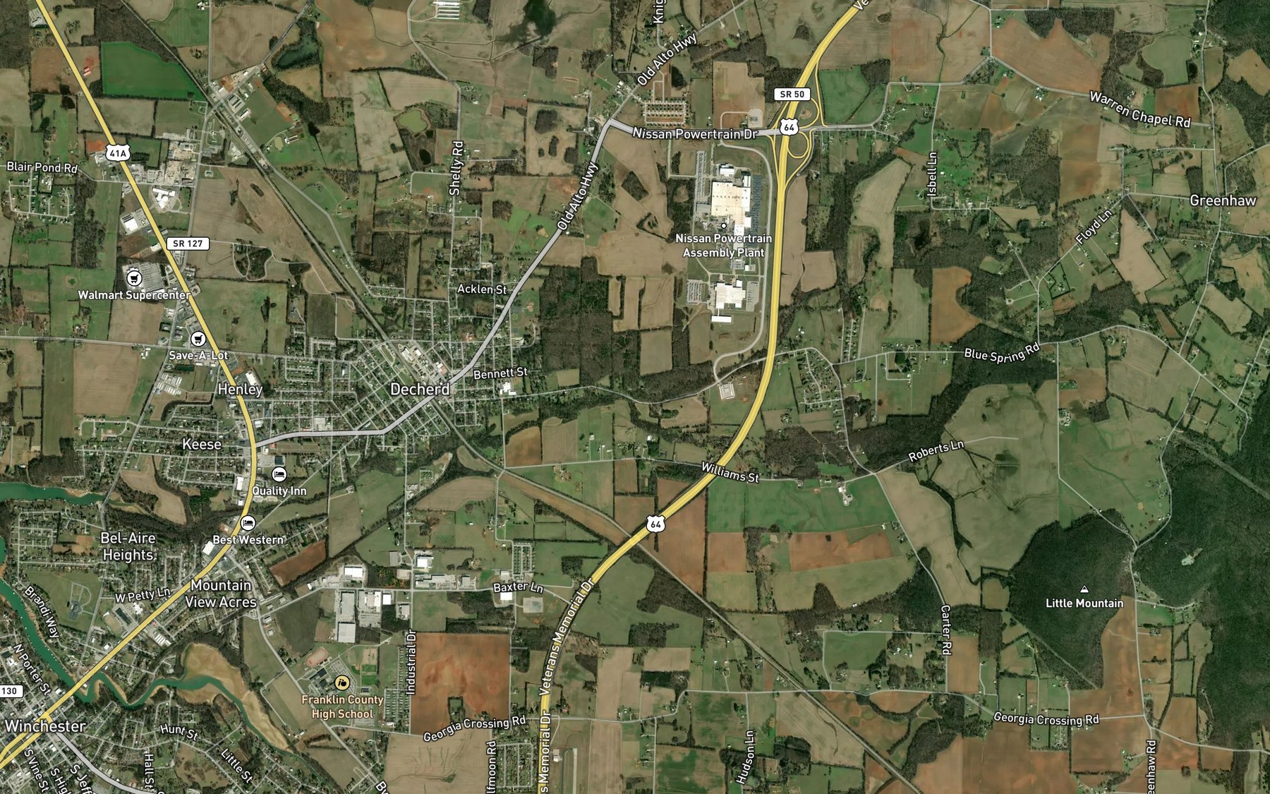 Satellite map of the Big Spring