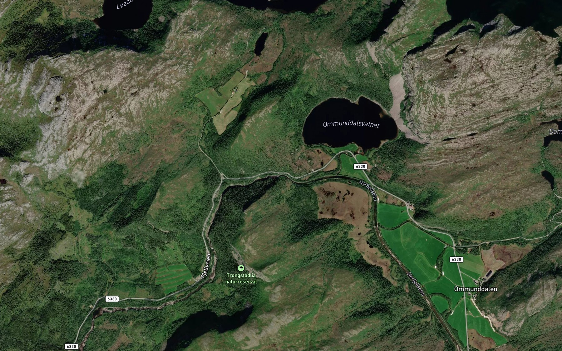 Satellite map of the Trongstadlifossen