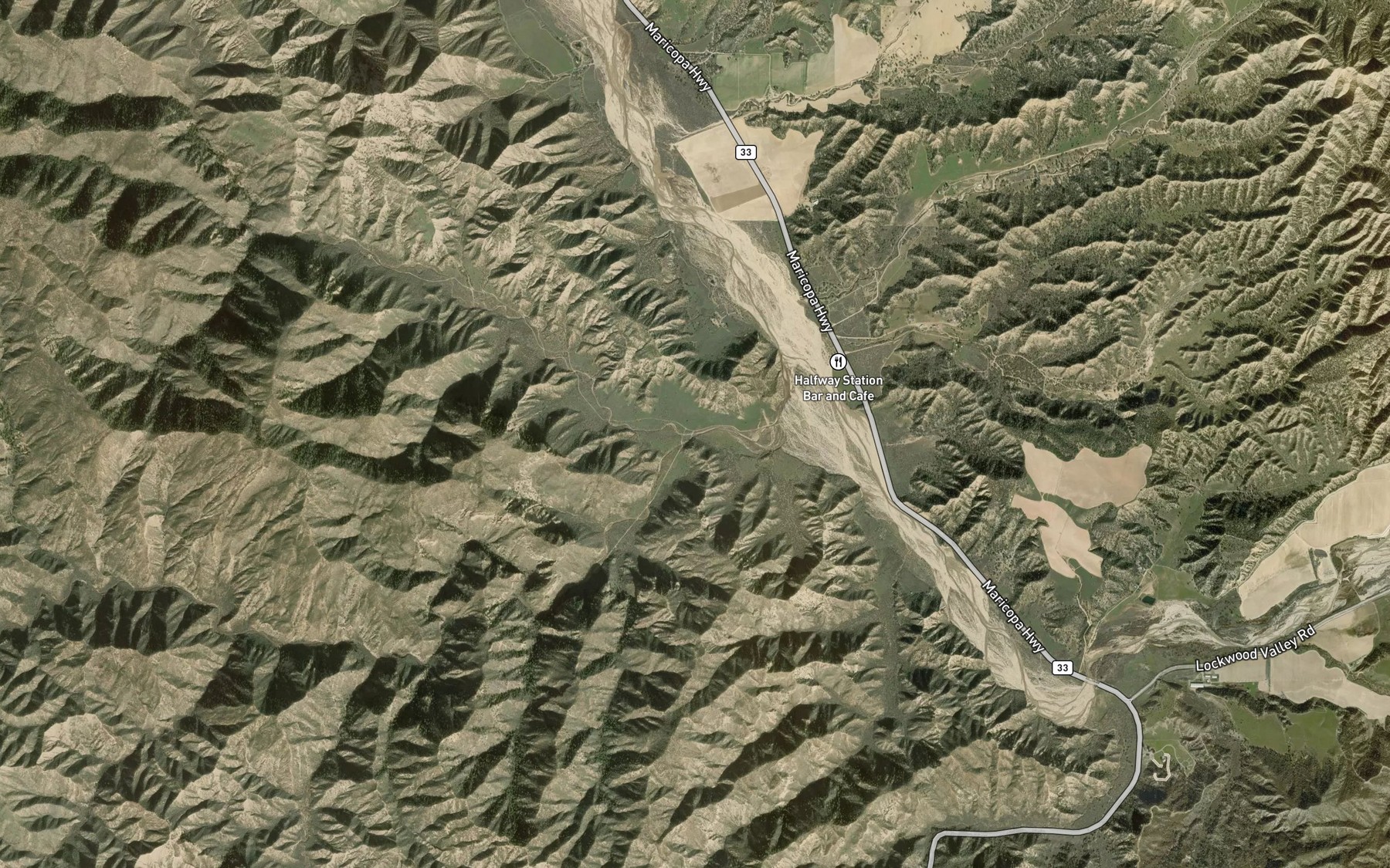 Satellite map of the Tinta Creek