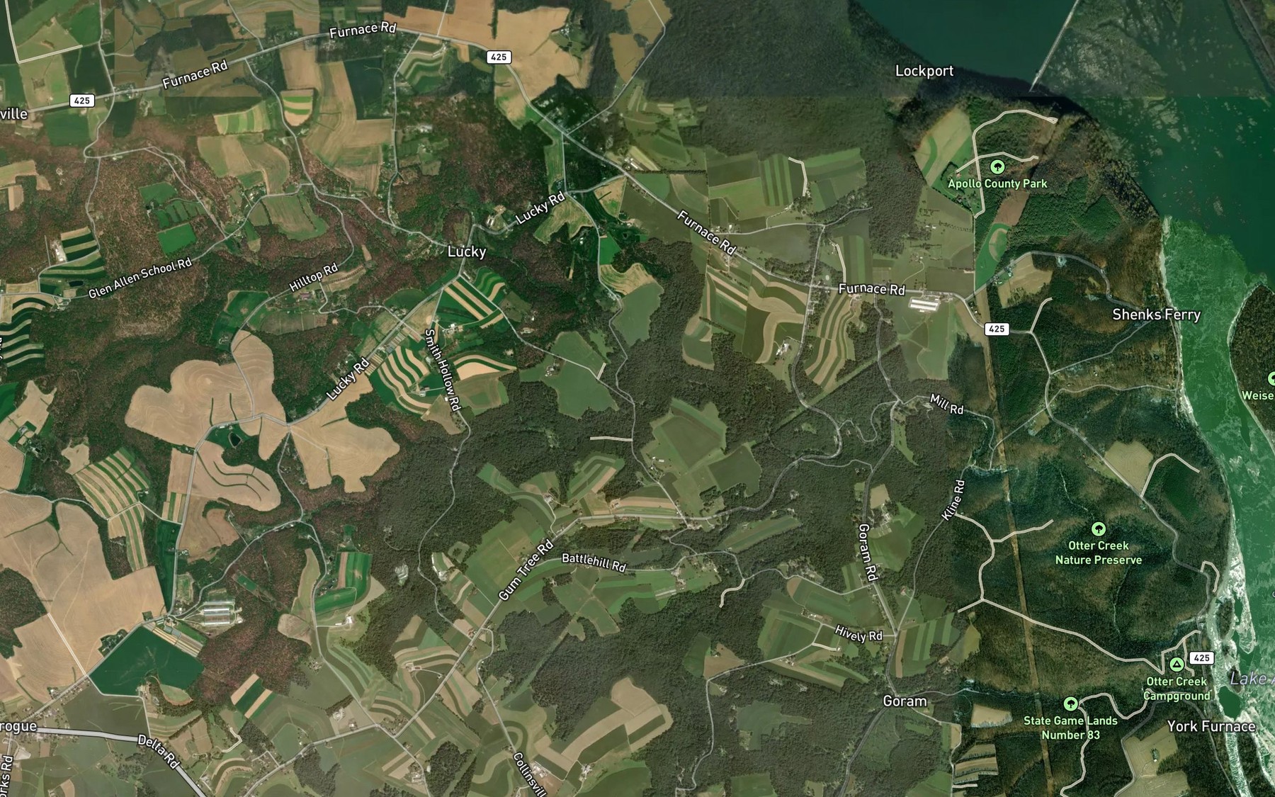 Satellite map of the Mill Branch