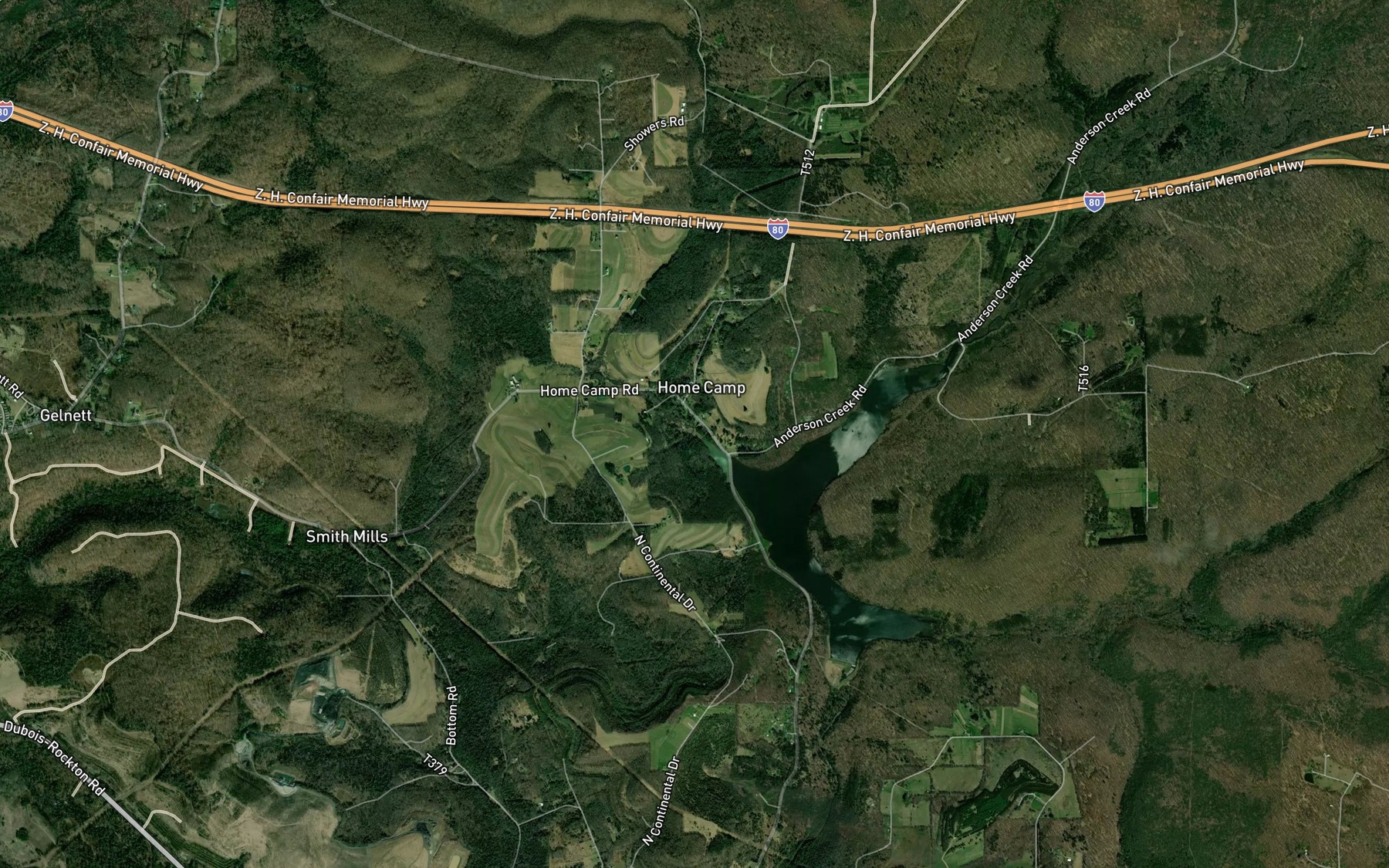 Satellite map of the Dressler Run