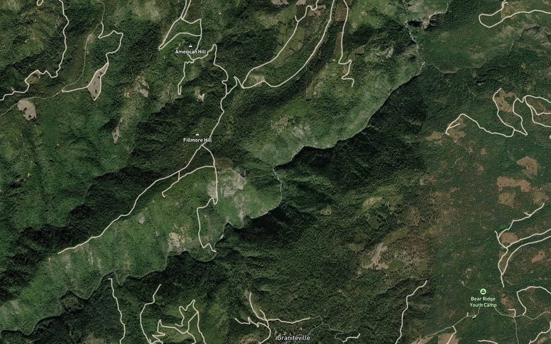 Satellite map of the Bear Creek