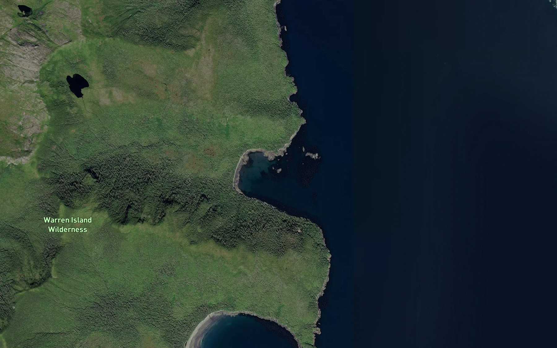 Satellite map of the False Cove