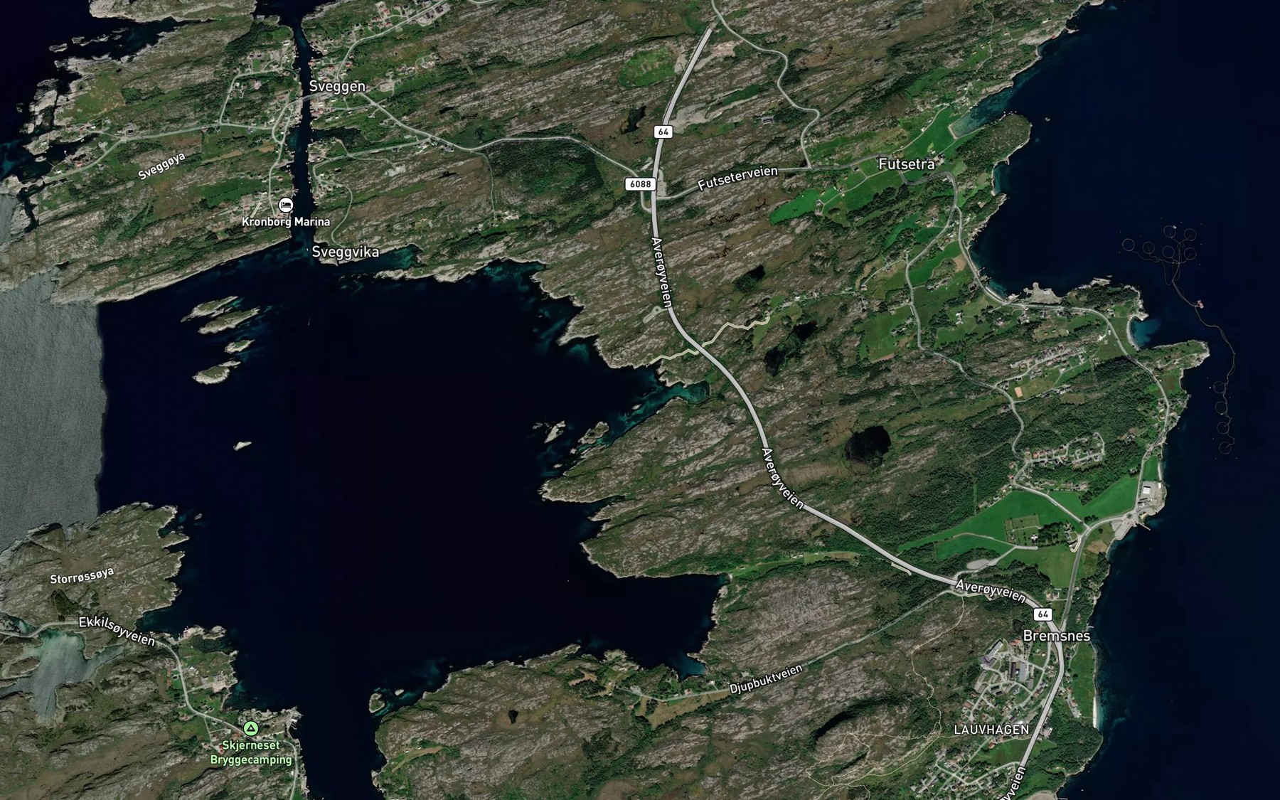 Satellite map of the Kobbevikbukta