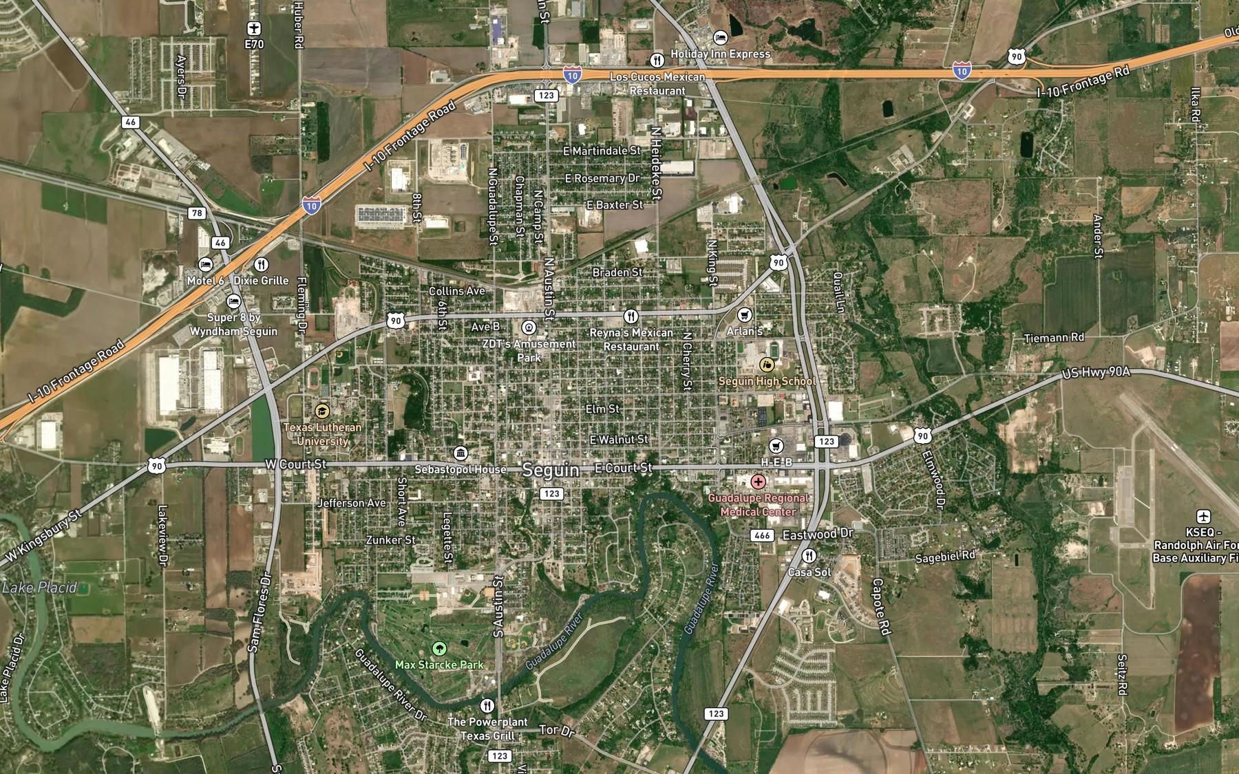 Satellite map of the Walnut Springs