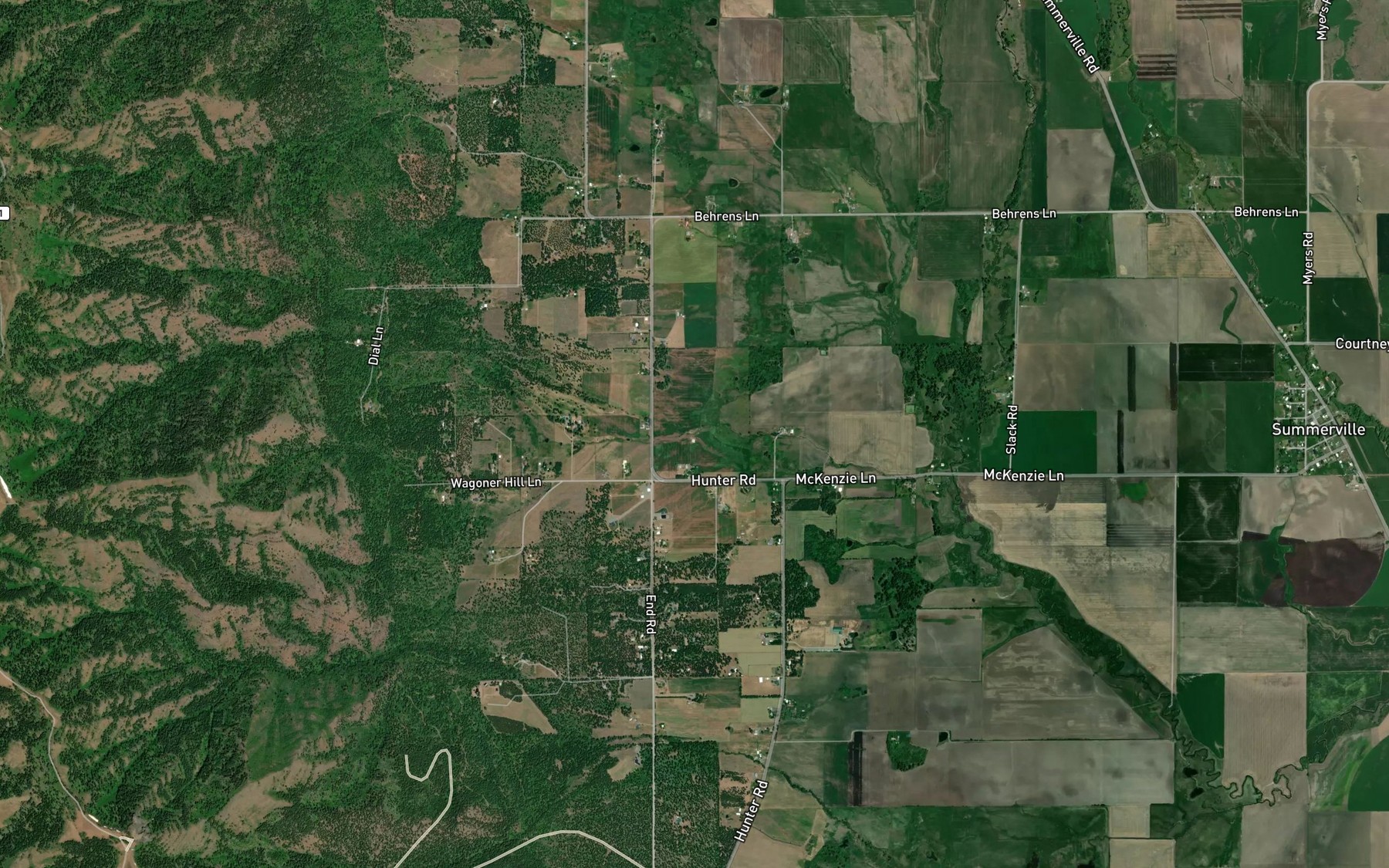 Satellite map of the Starr Reservoir