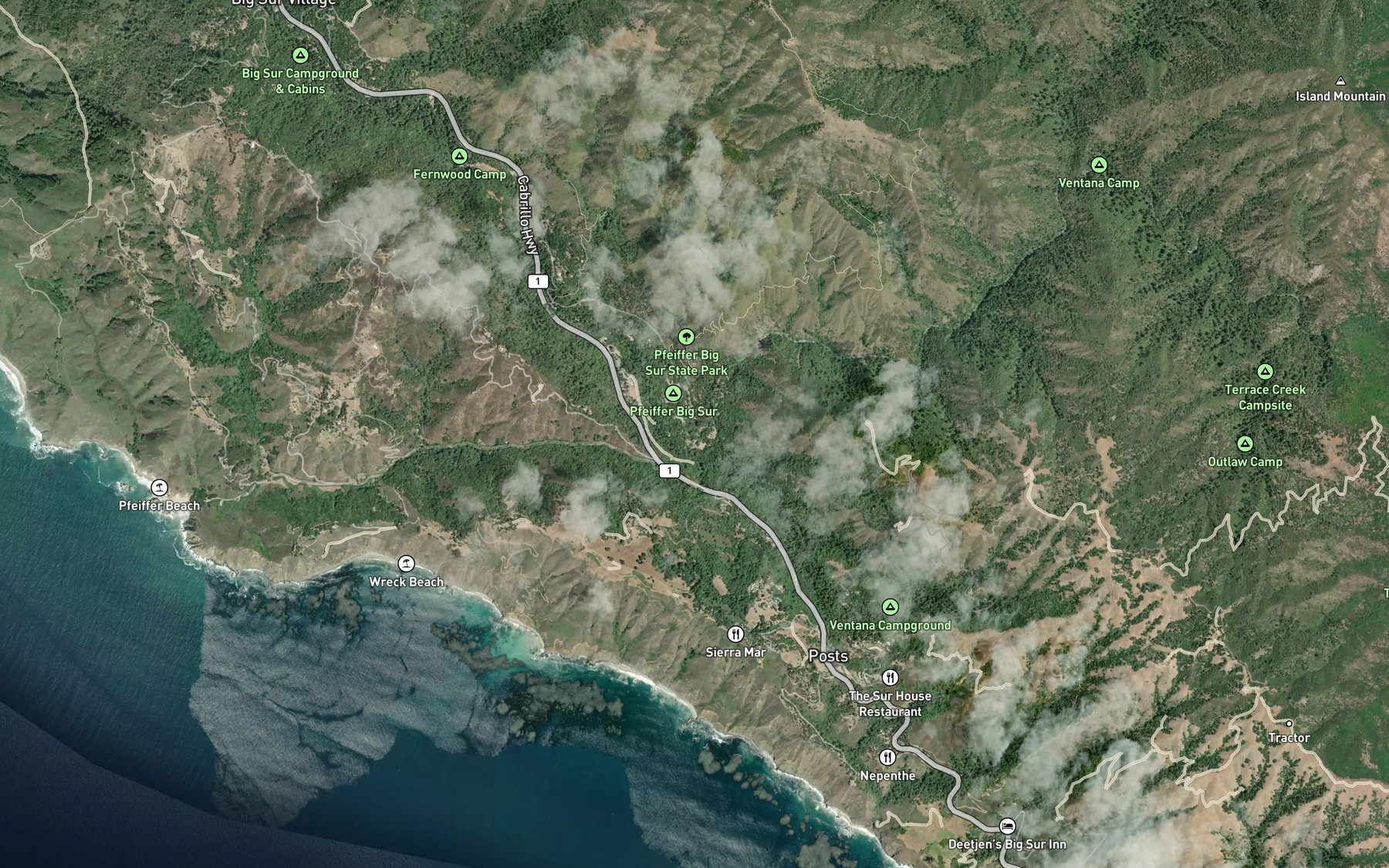 Satellite map of the Post Creek