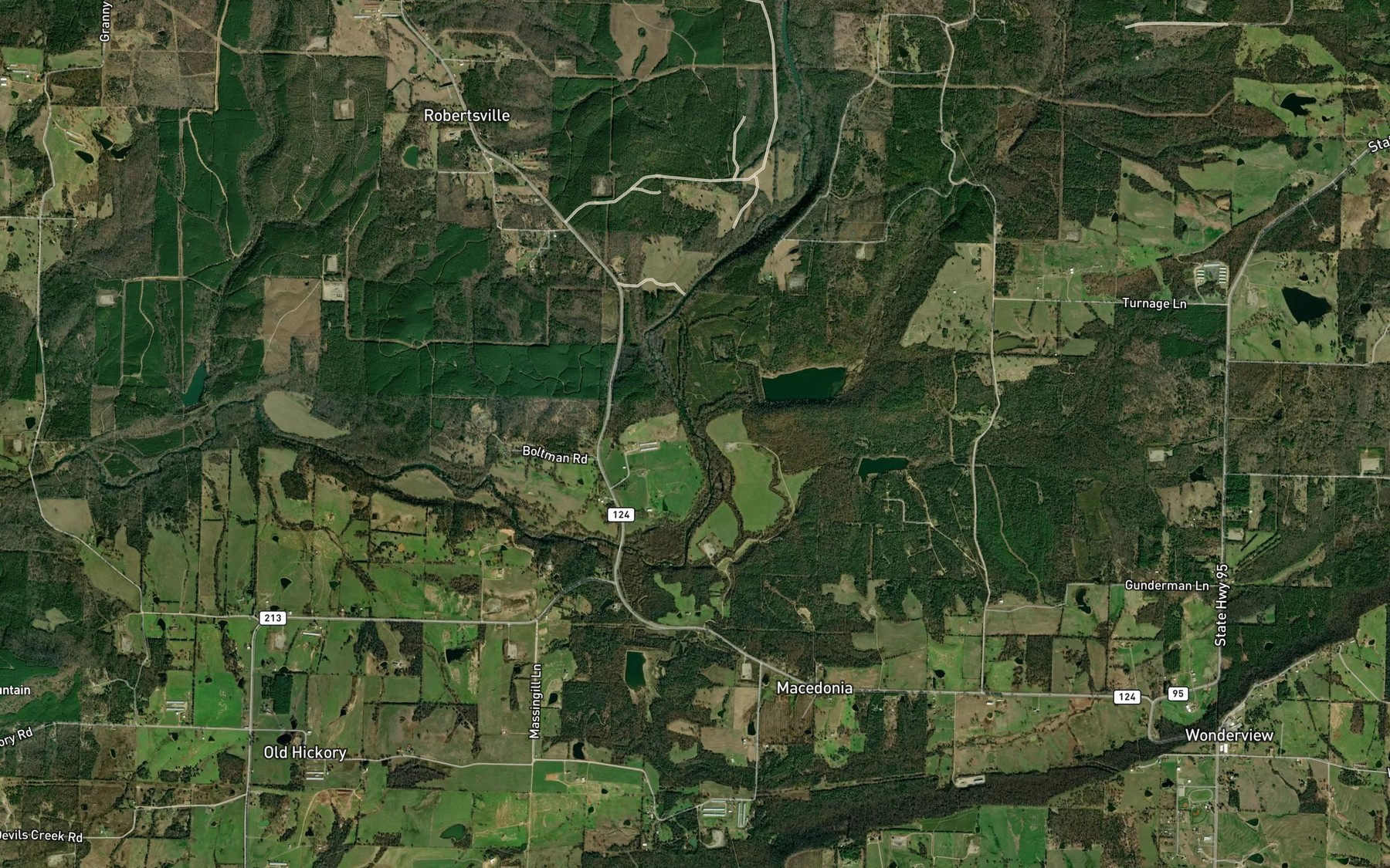Satellite map of the Canady Branch