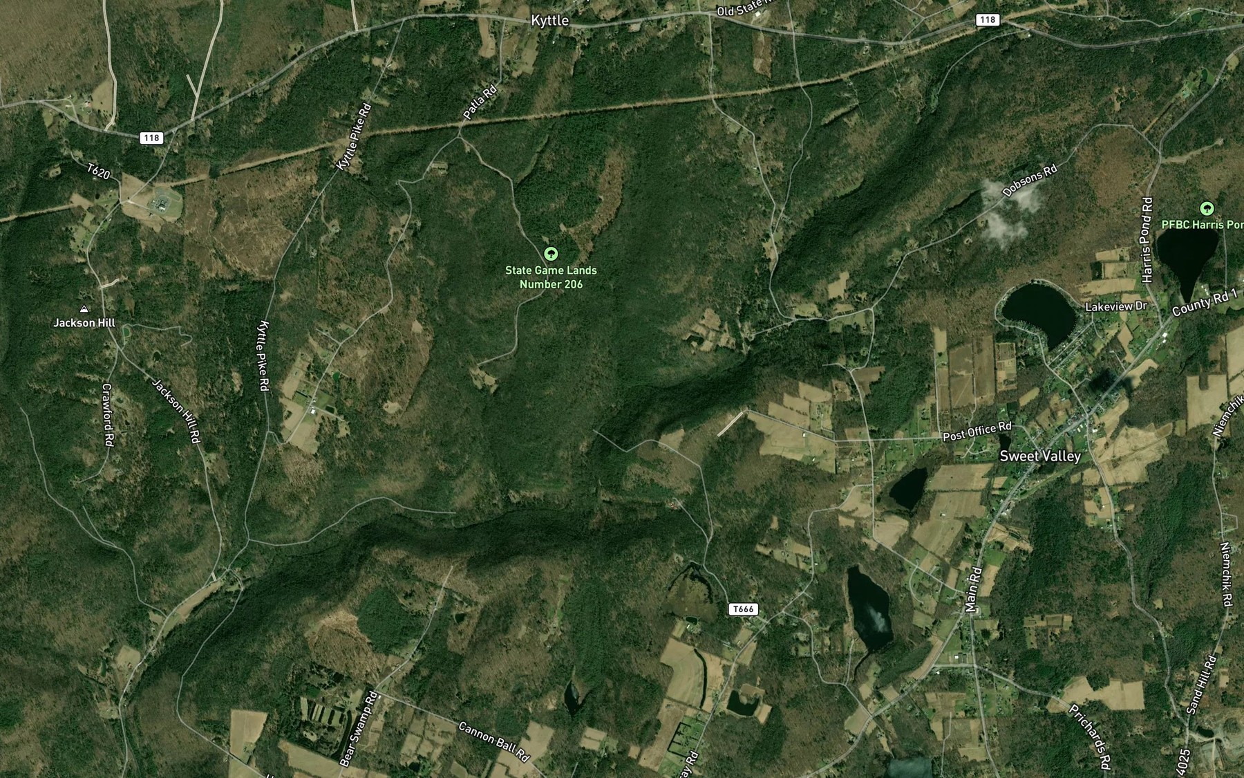 Satellite map of the Shingle Run