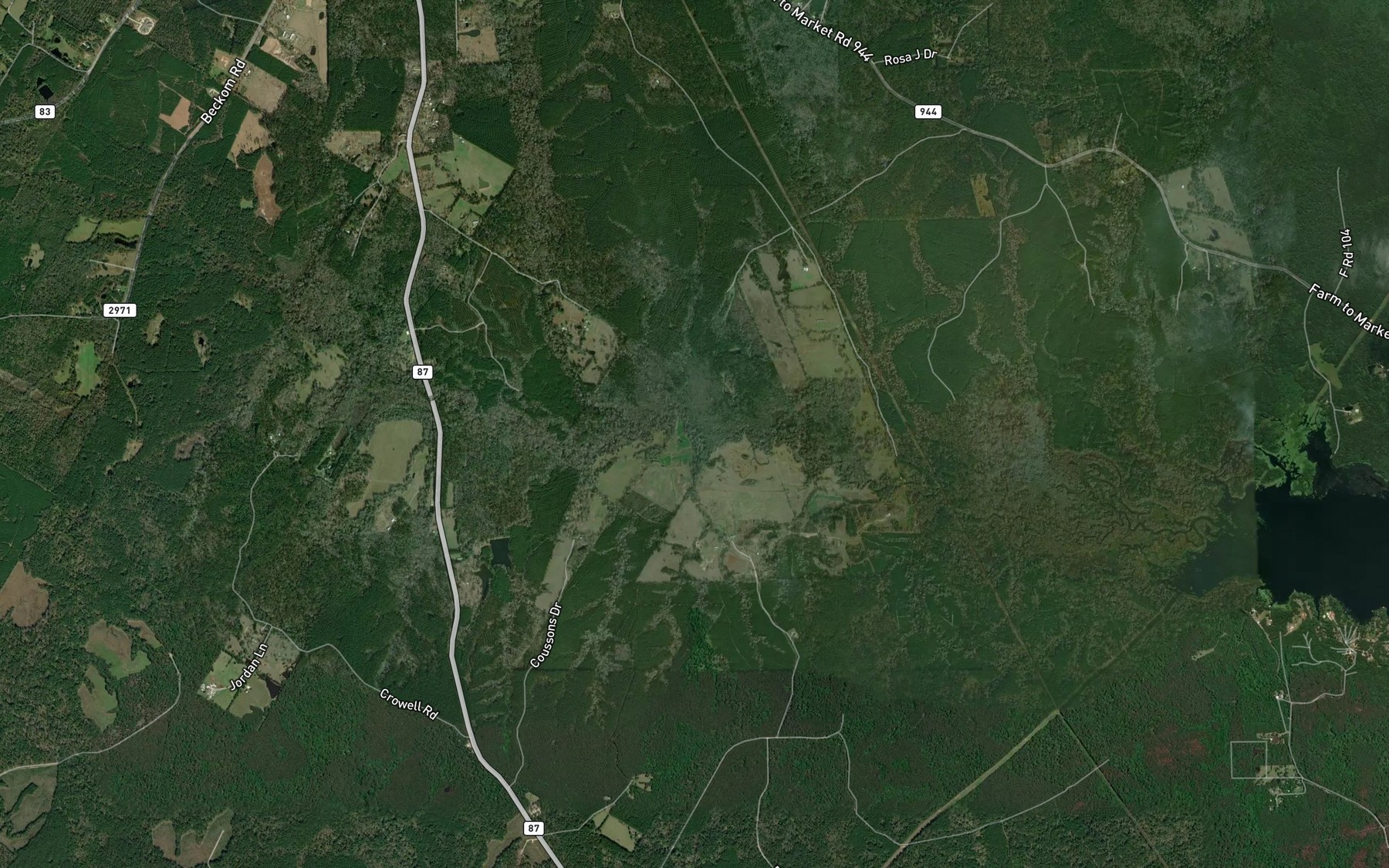 Satellite map of the White Oak Branch