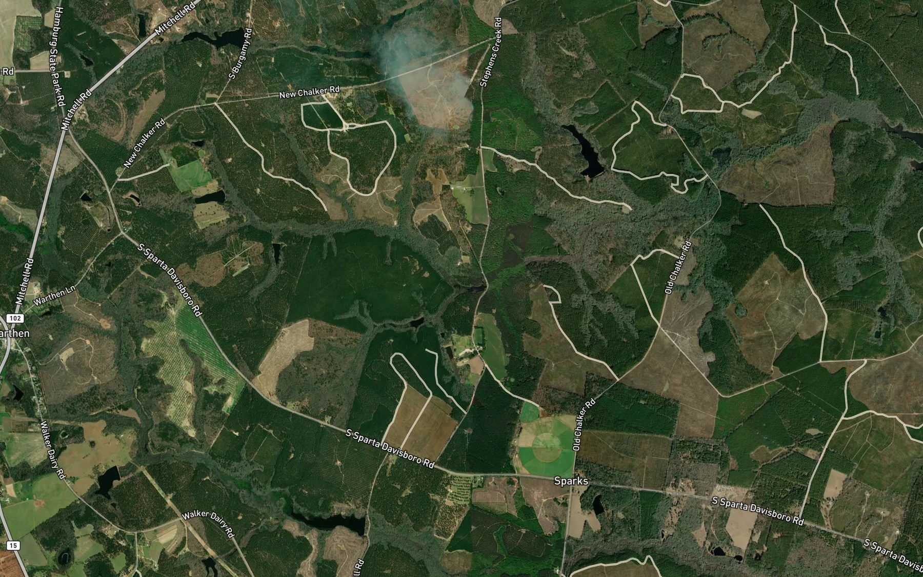 Satellite map of the Reddy Creek