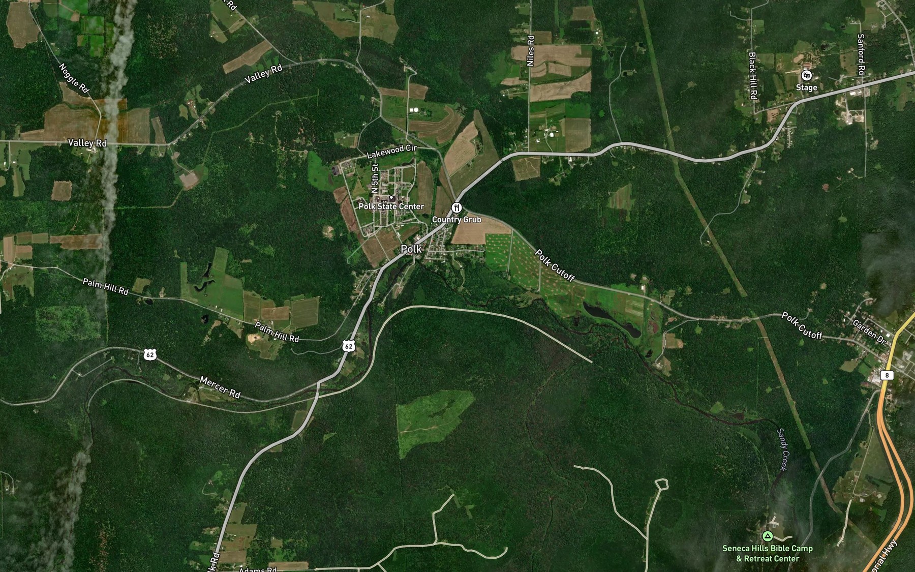 Satellite map of the Little Sandy Creek
