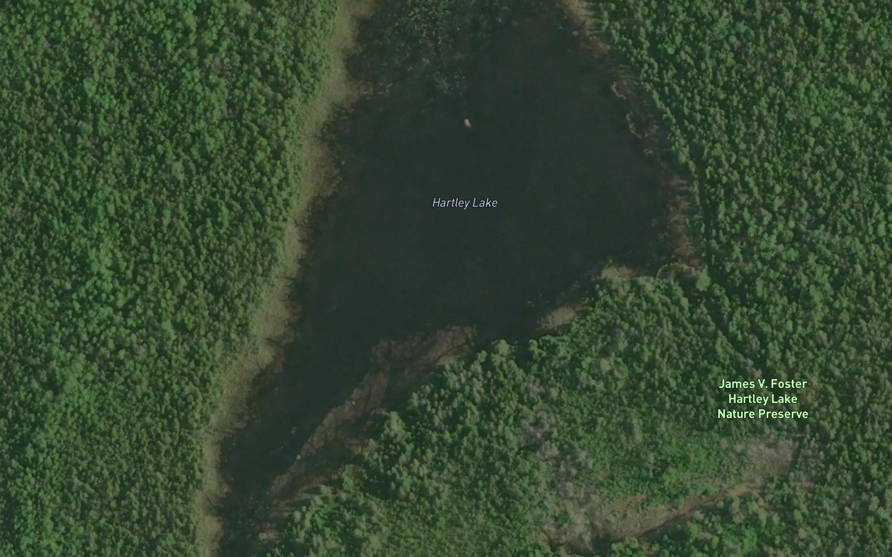 Satellite map of the Hartley Lake