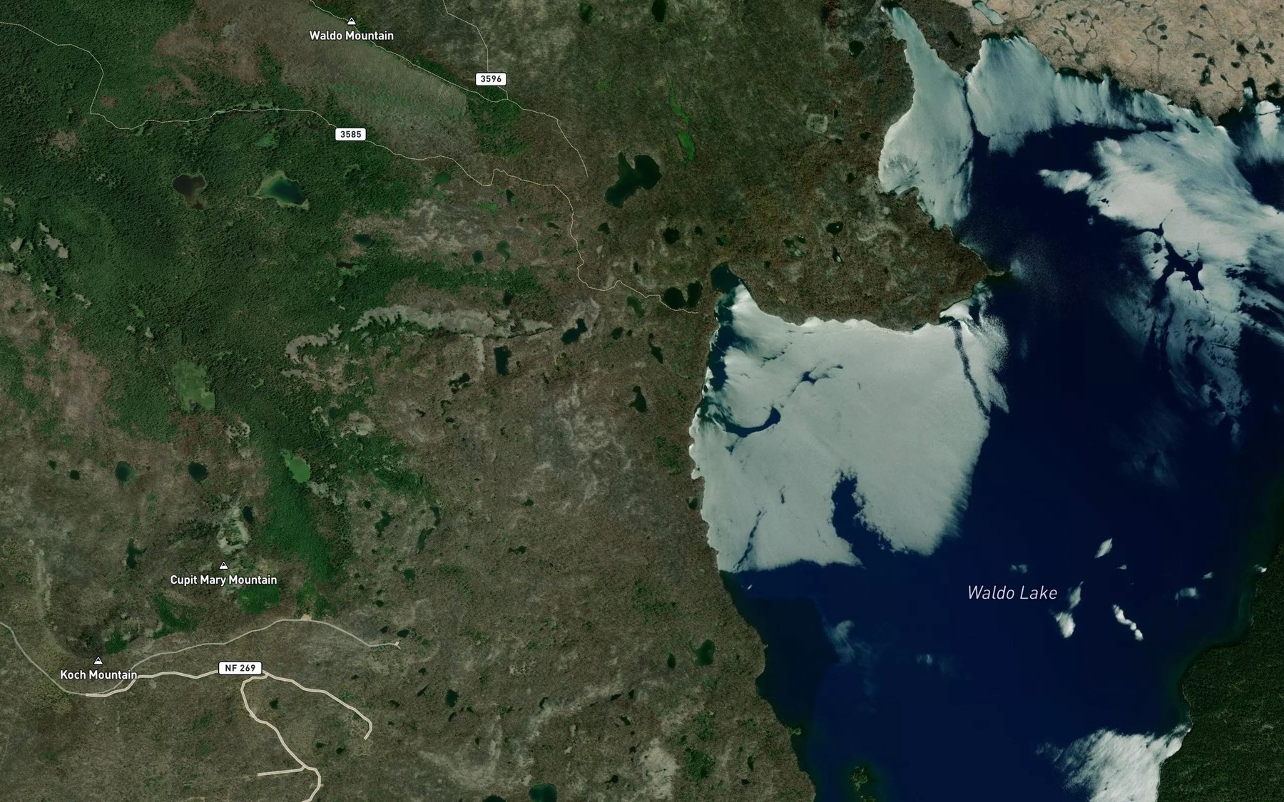 Satellite map of the Spirit Lake