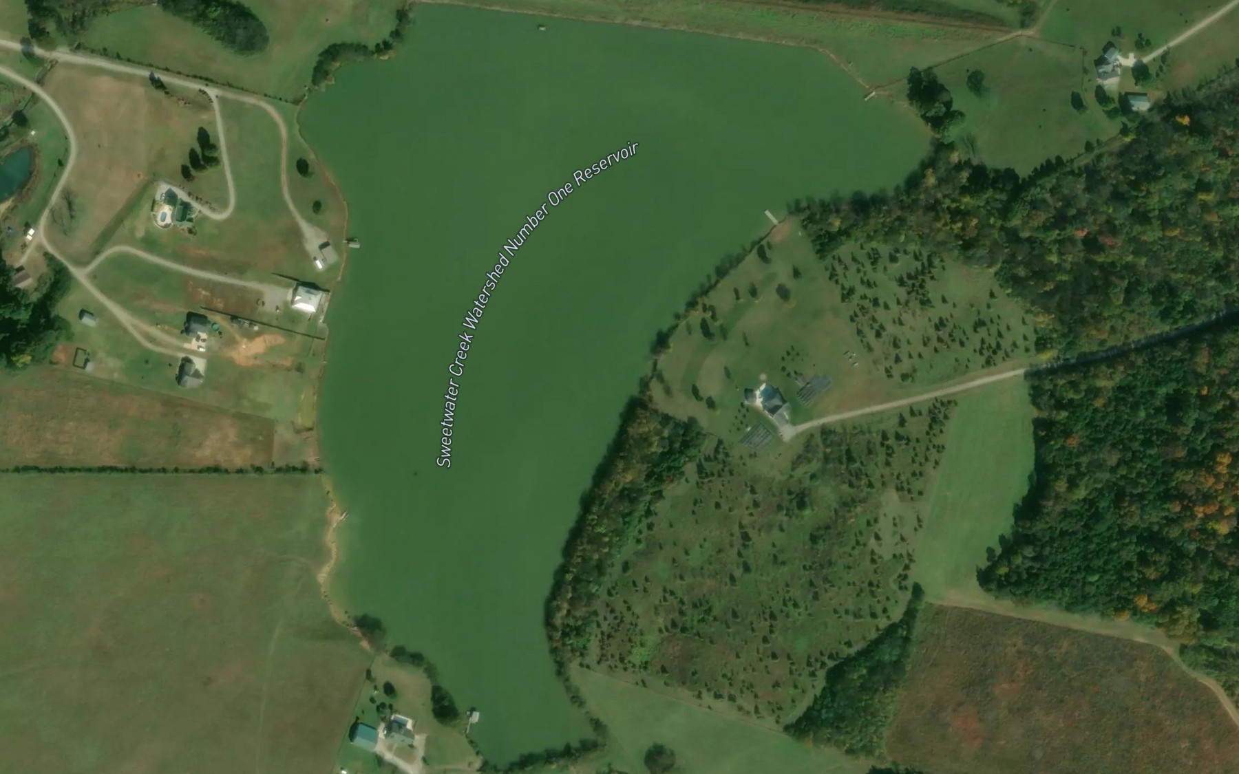 Satellite map of the Sweetwater Creek Watershed Number One Reservoir