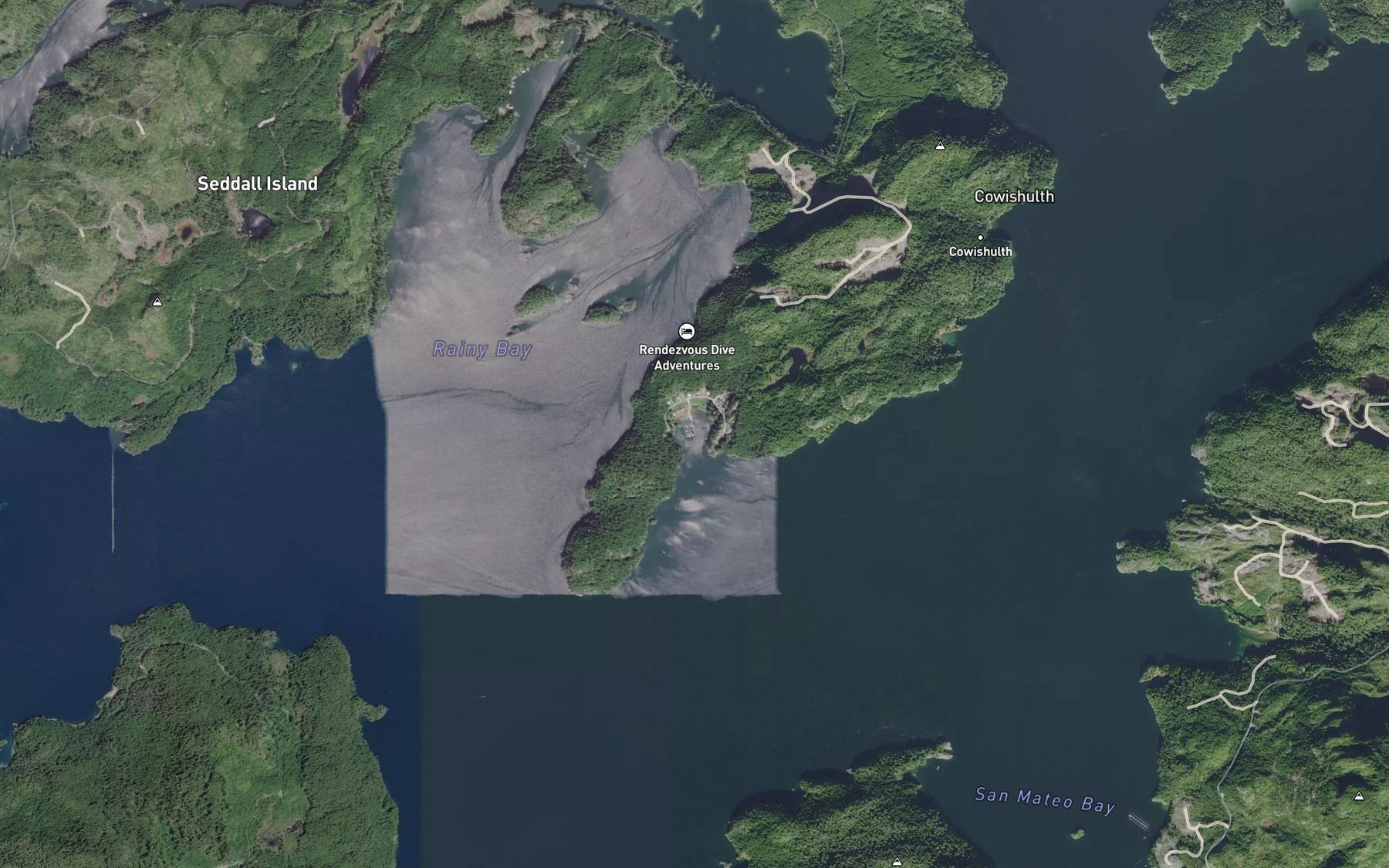Satellite map of the Haggard Cove