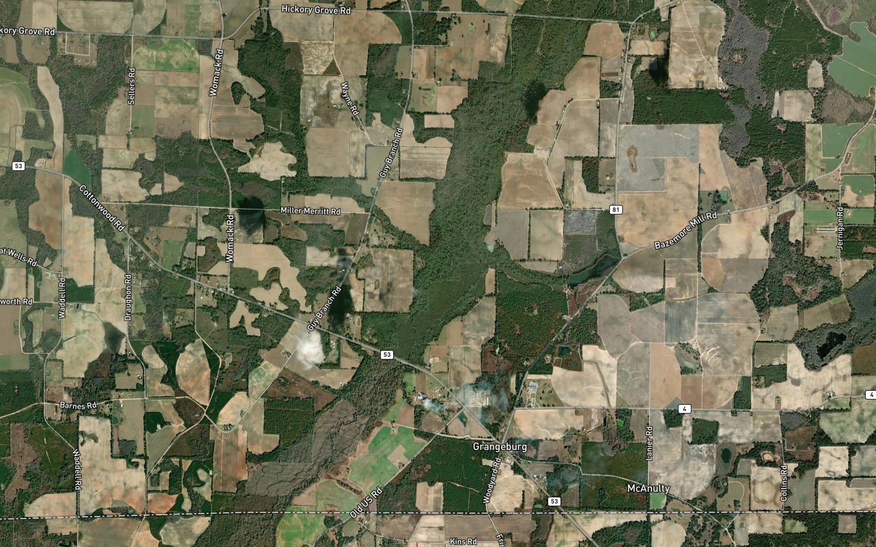 Satellite map of the Guy Branch