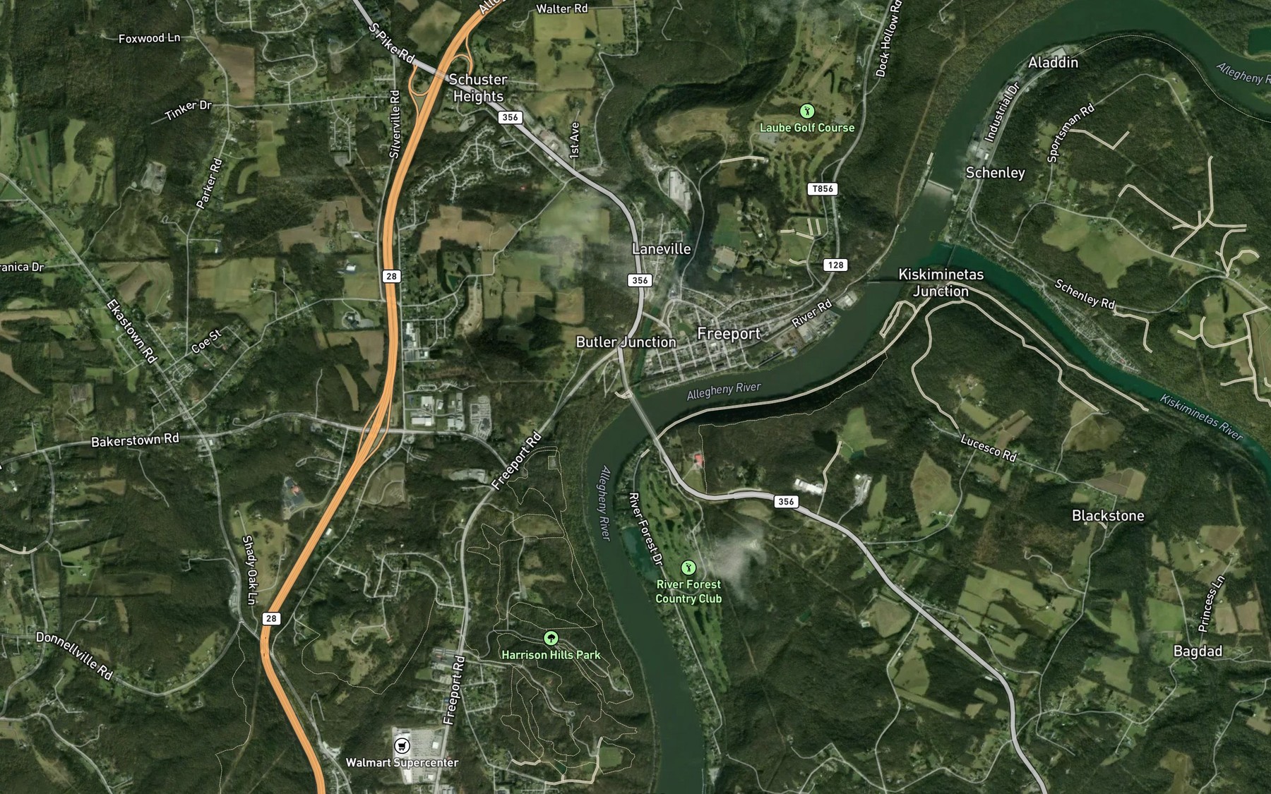 Satellite map of the Buffalo Creek