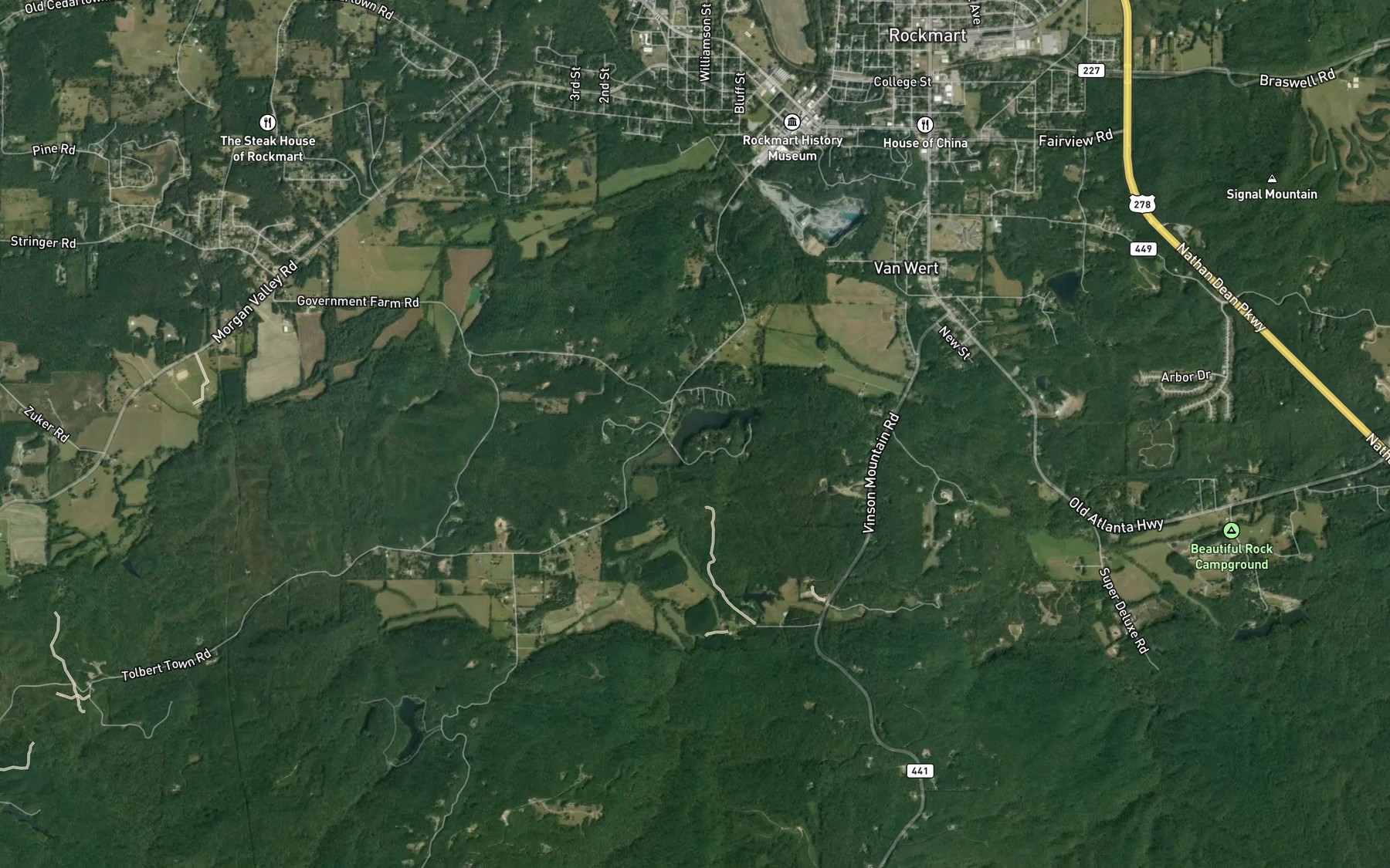Satellite map of the Lake Dorene
