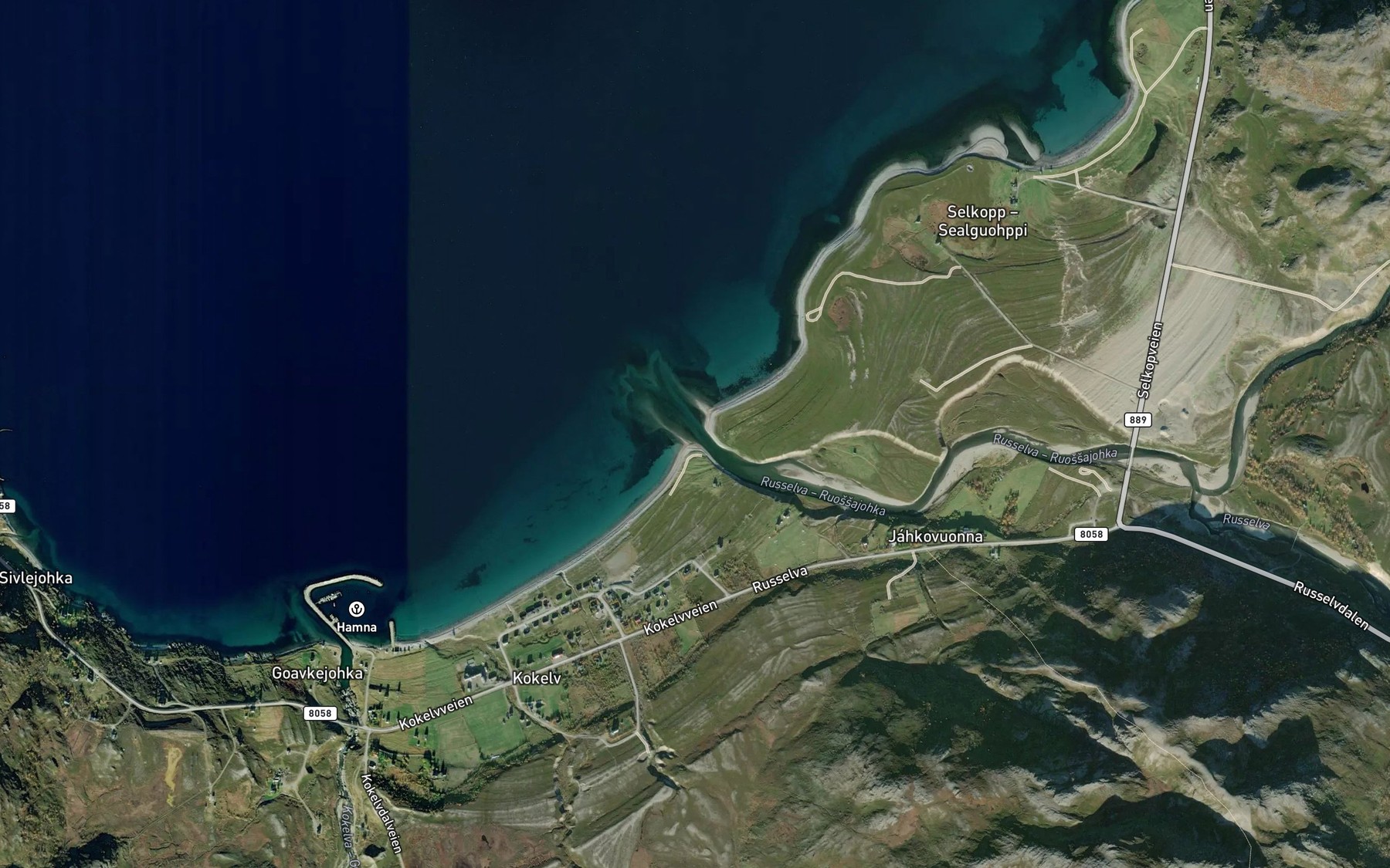 Satellite map of the Russelva
