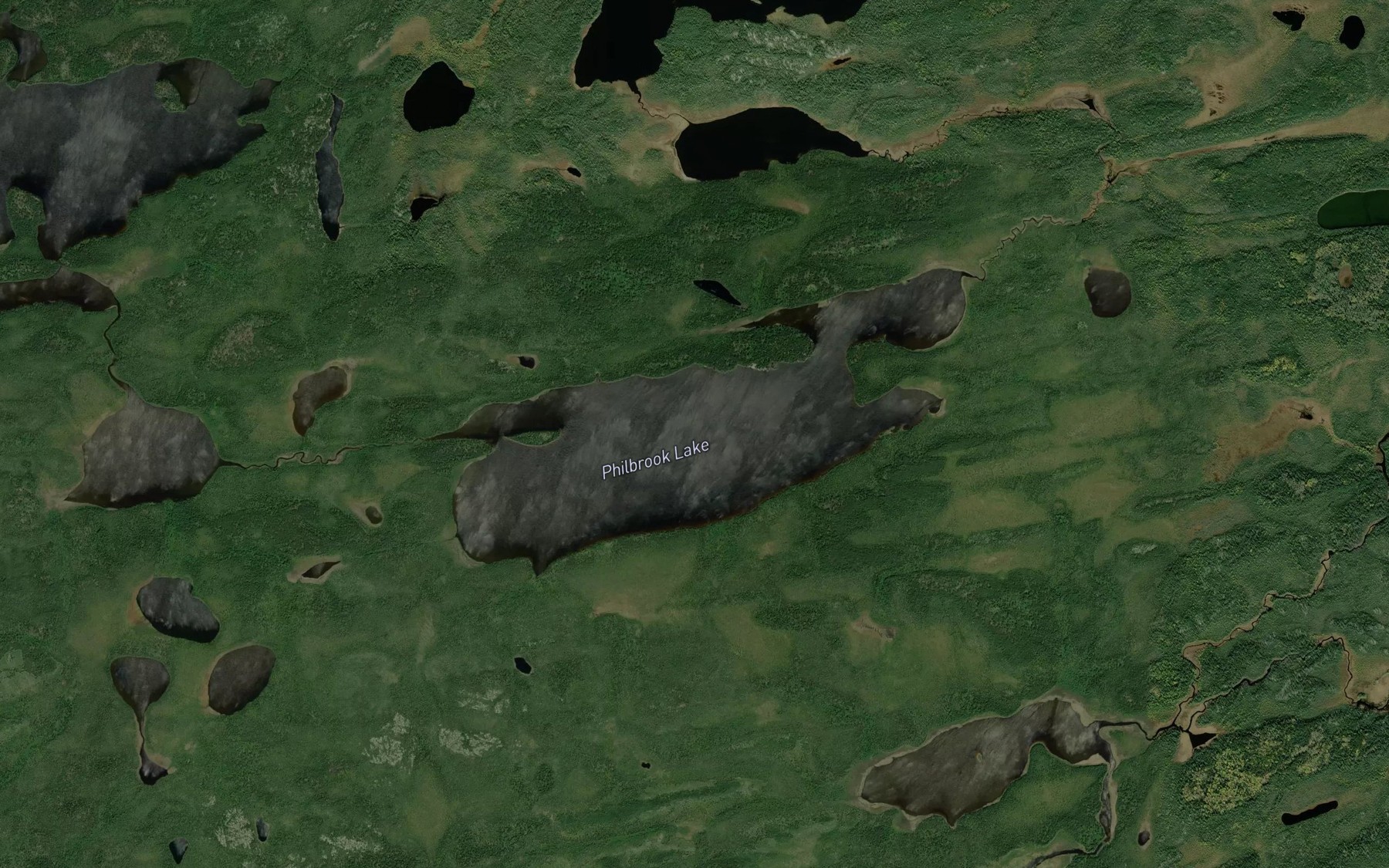 Satellite map of the Philbrook Lake