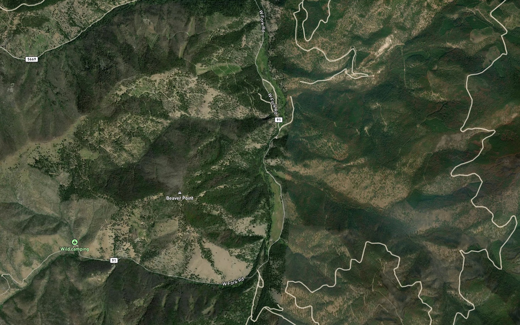 Satellite map of the Johnson Creek