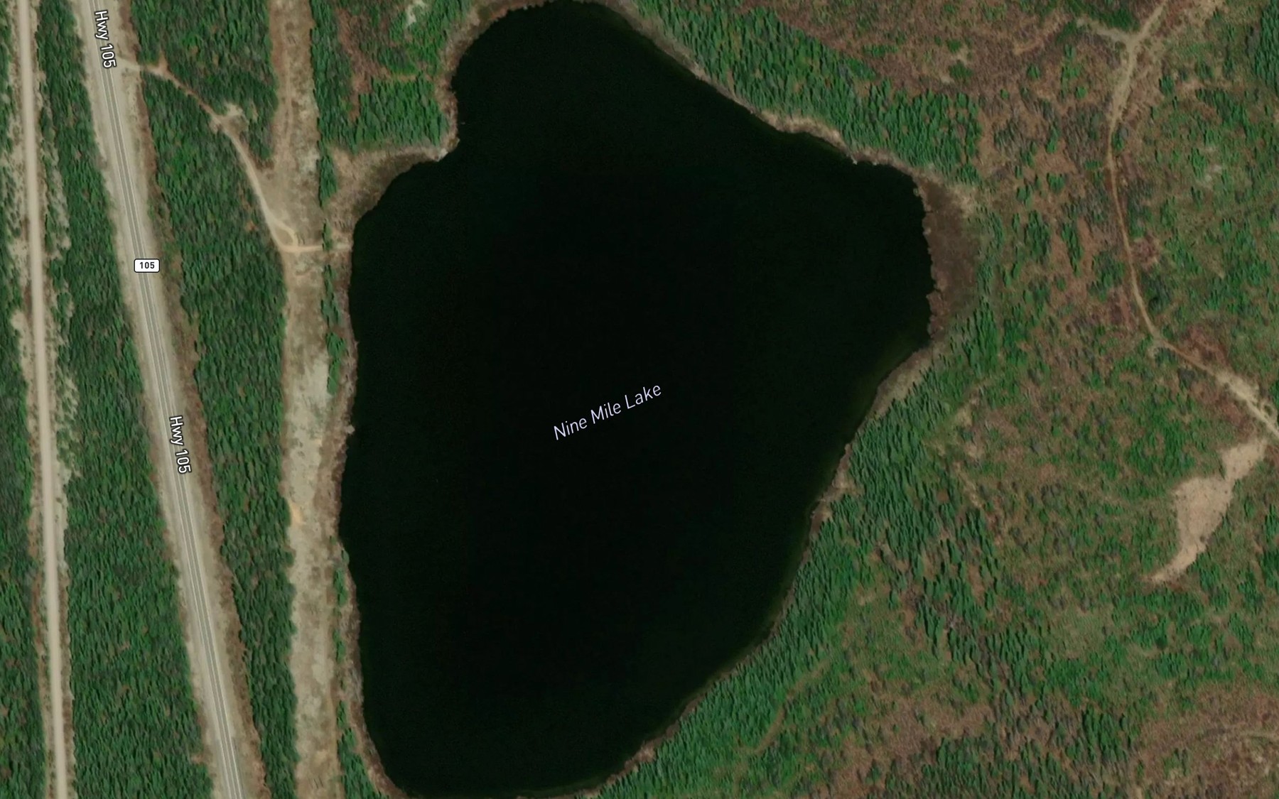 Satellite map of the Nine Mile Lake