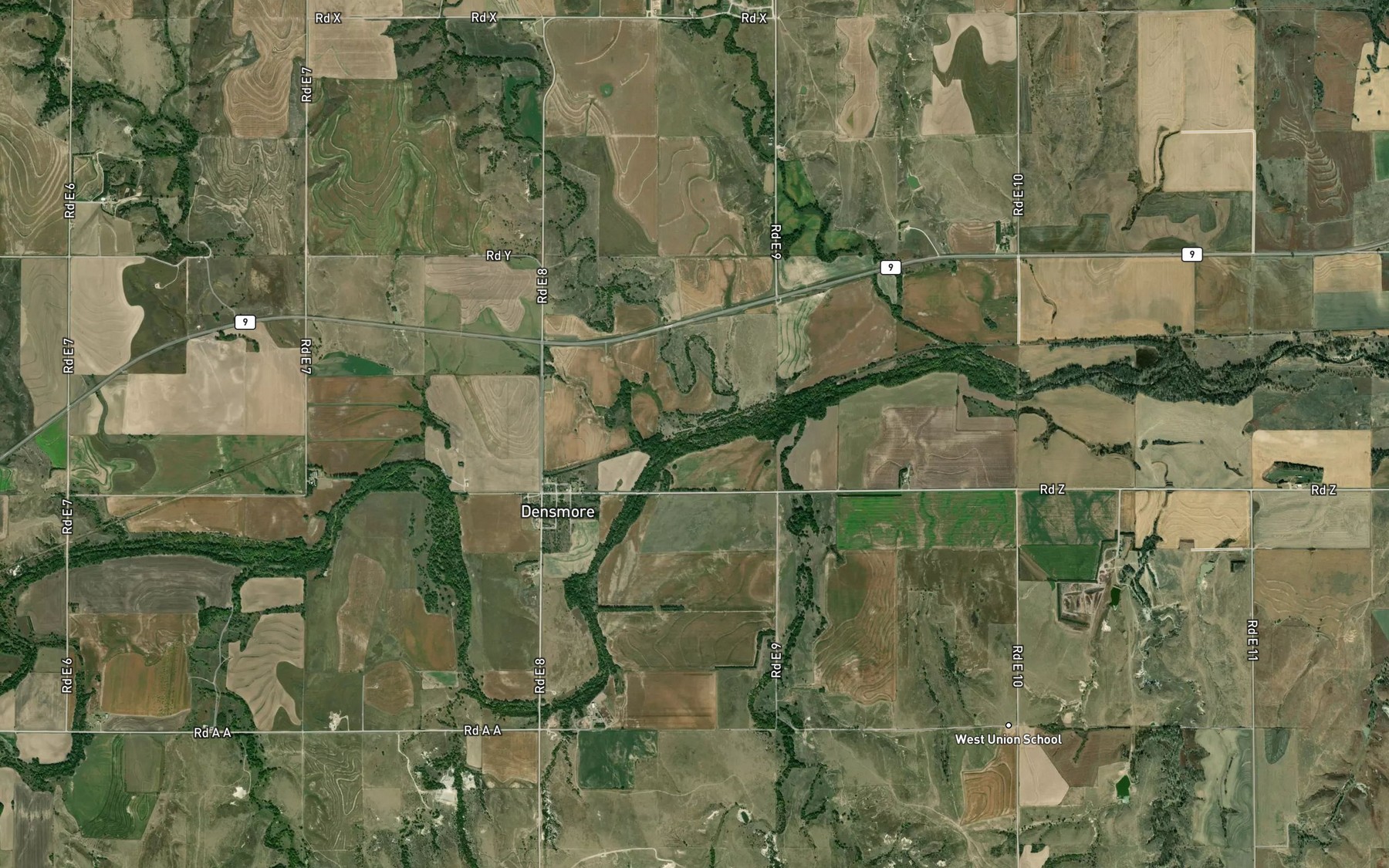 Satellite map of the Big Timber Creek