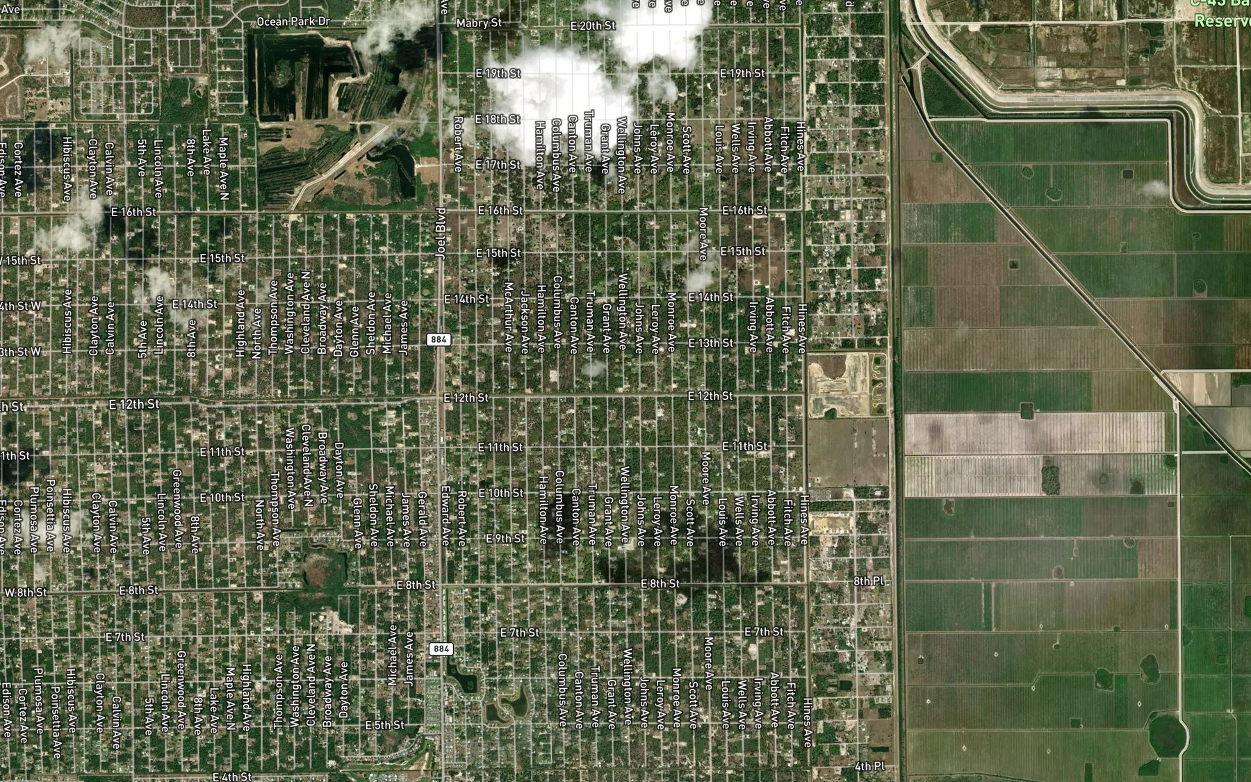 Satellite map of the East Baker Canal