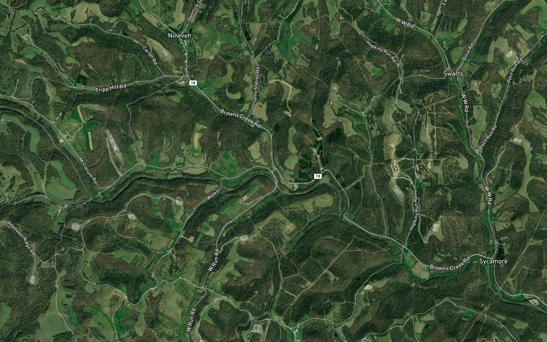 Satellite map of the Patterson Creek