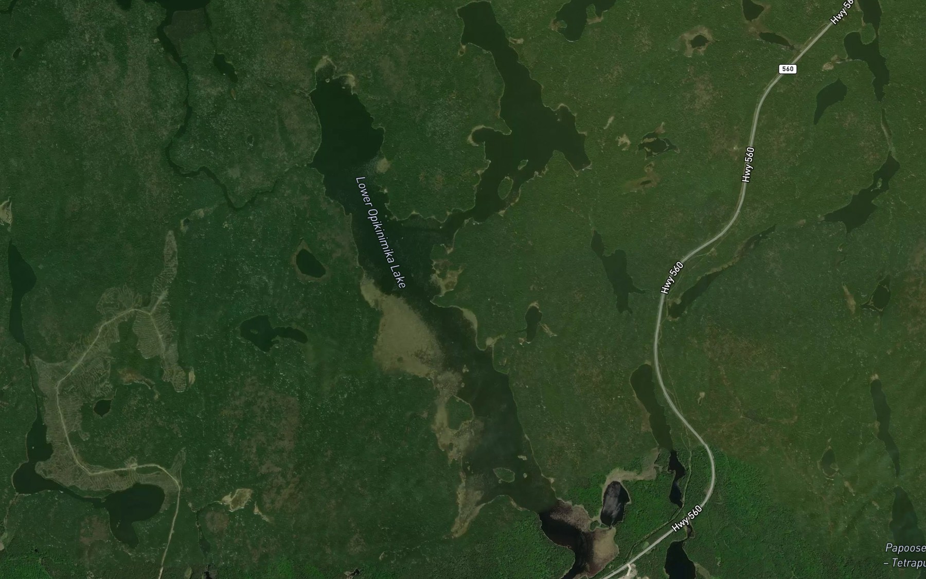 Satellite map of the Lower Opikinimika Lake