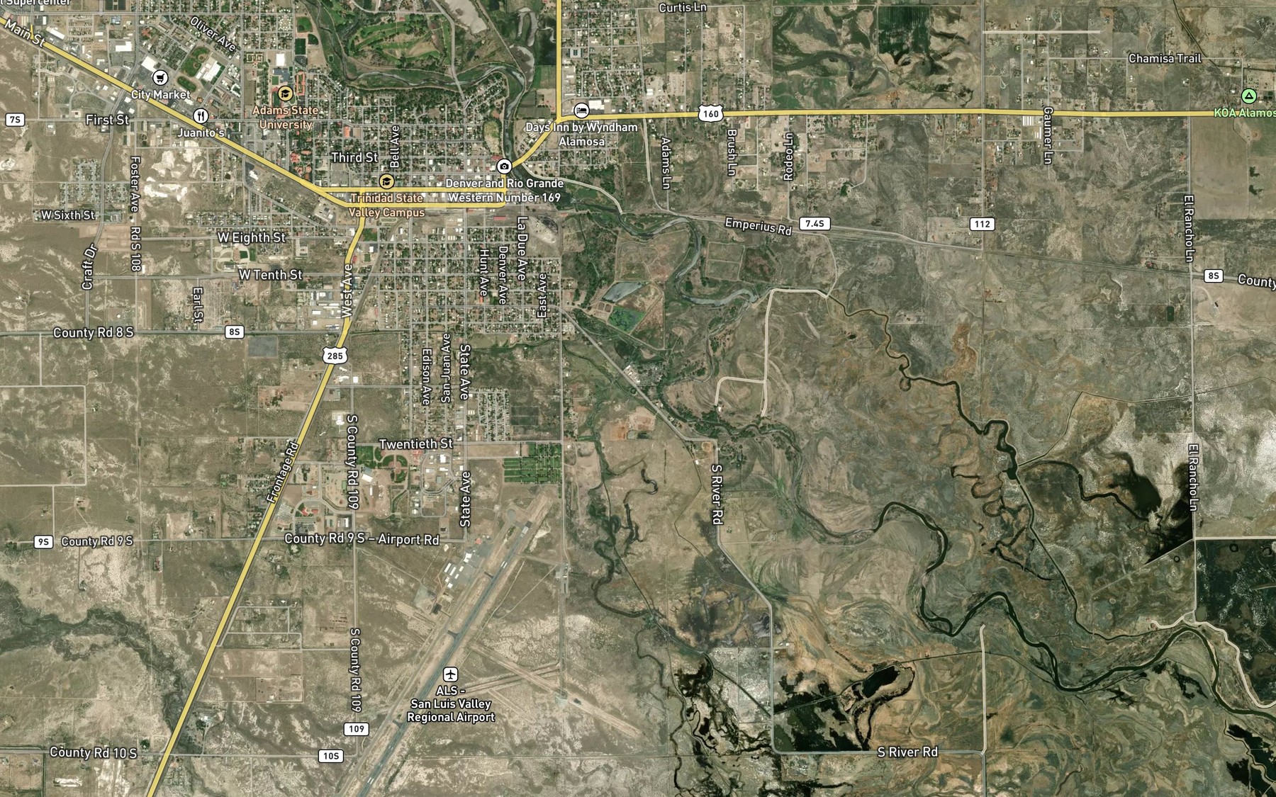Satellite map of the Alamosa Ditch