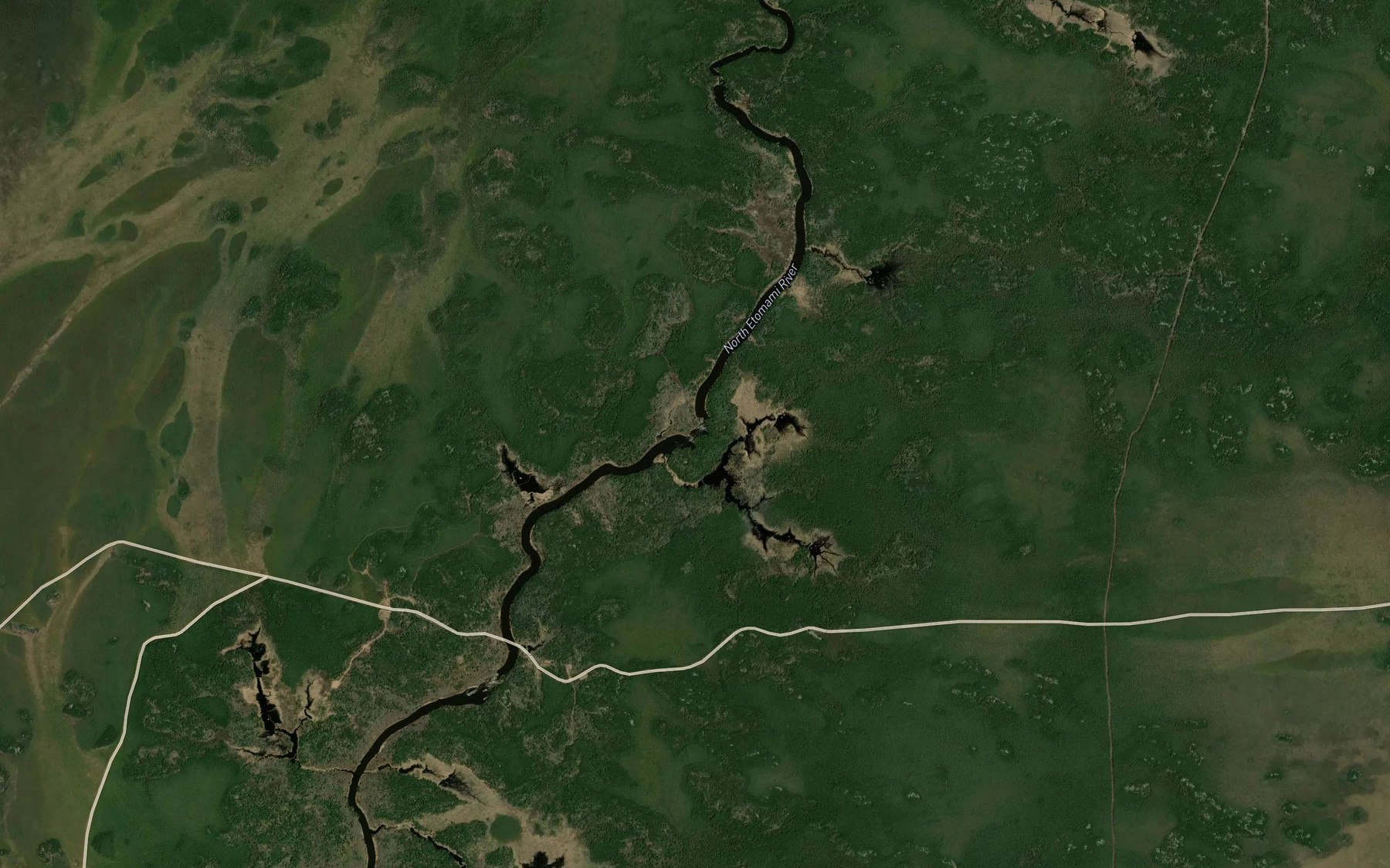 Satellite map of the Kakakewayapanonkamuk Rapids