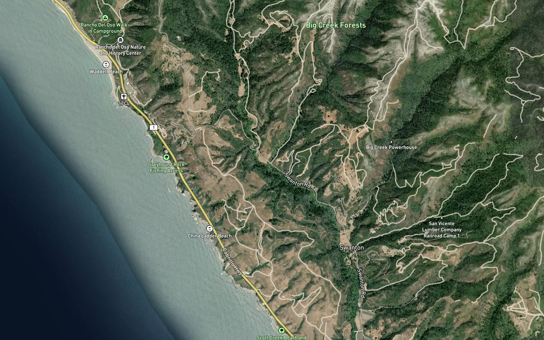 Satellite map of the Mill Creek