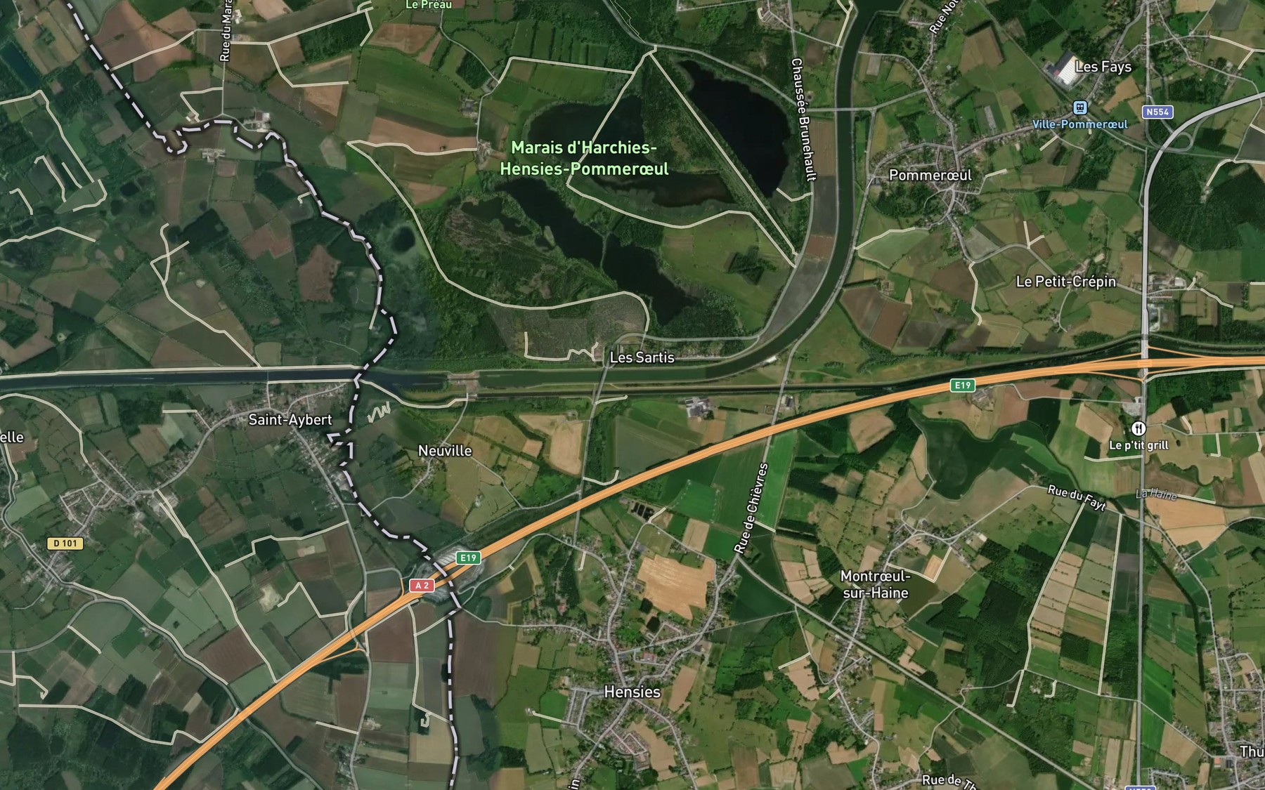 Satellite map of the Haine