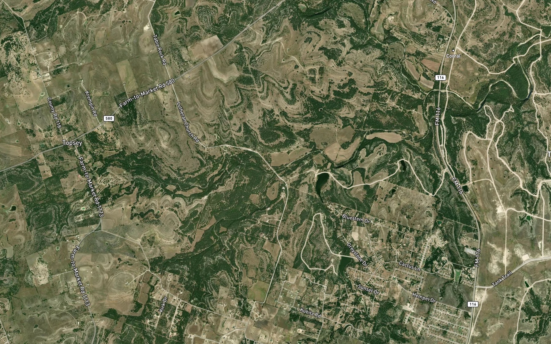 Satellite map of the North Branch Settlement Branch