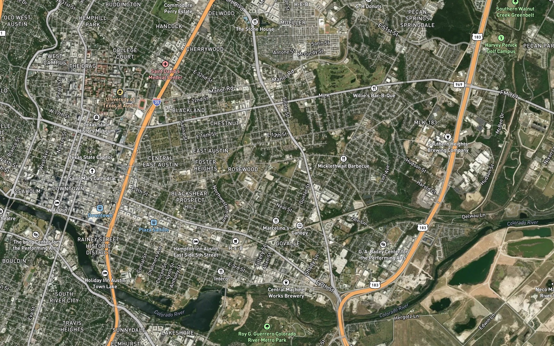 Satellite map of the Oak Spring