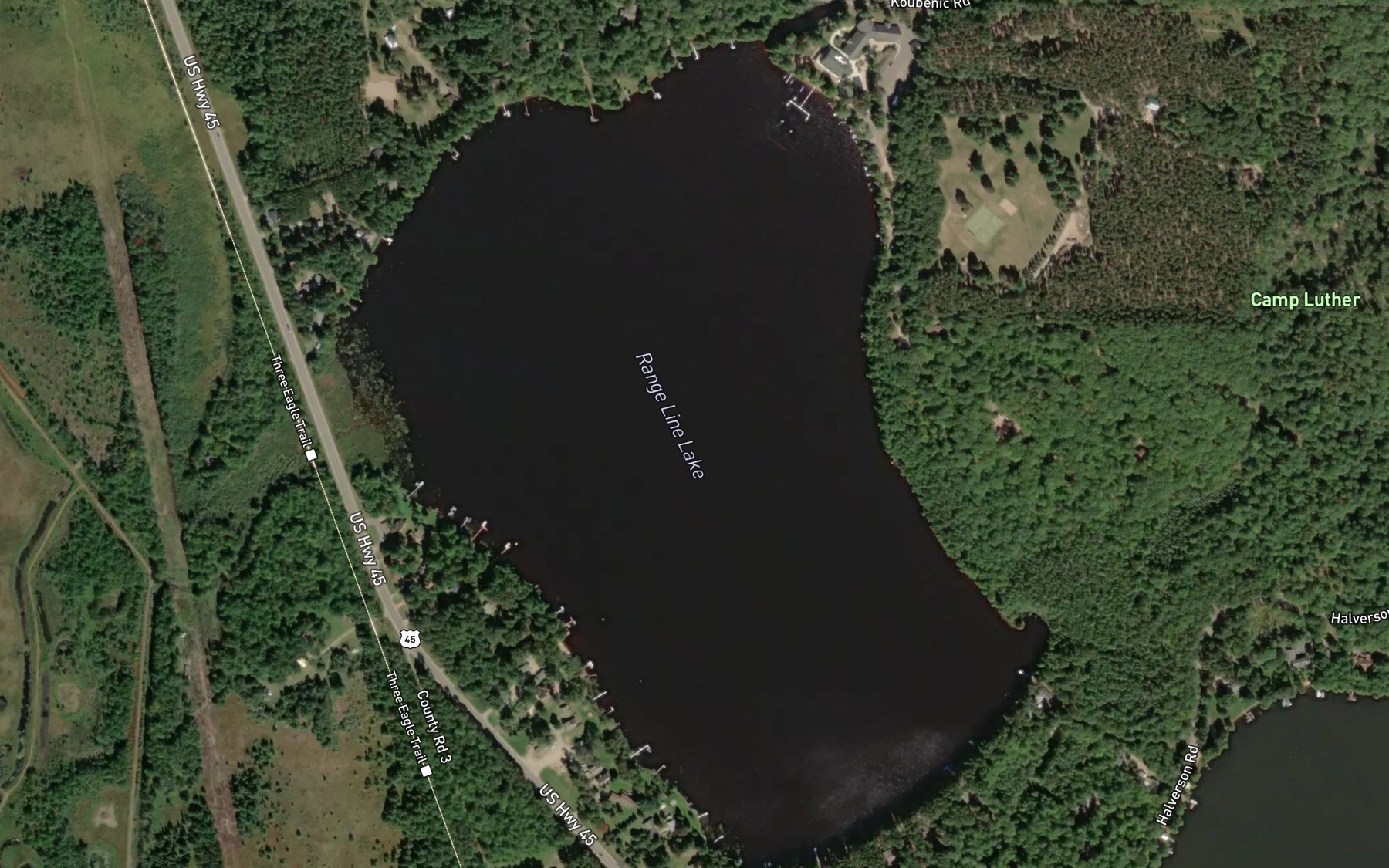 Satellite map of the Range Line Lake