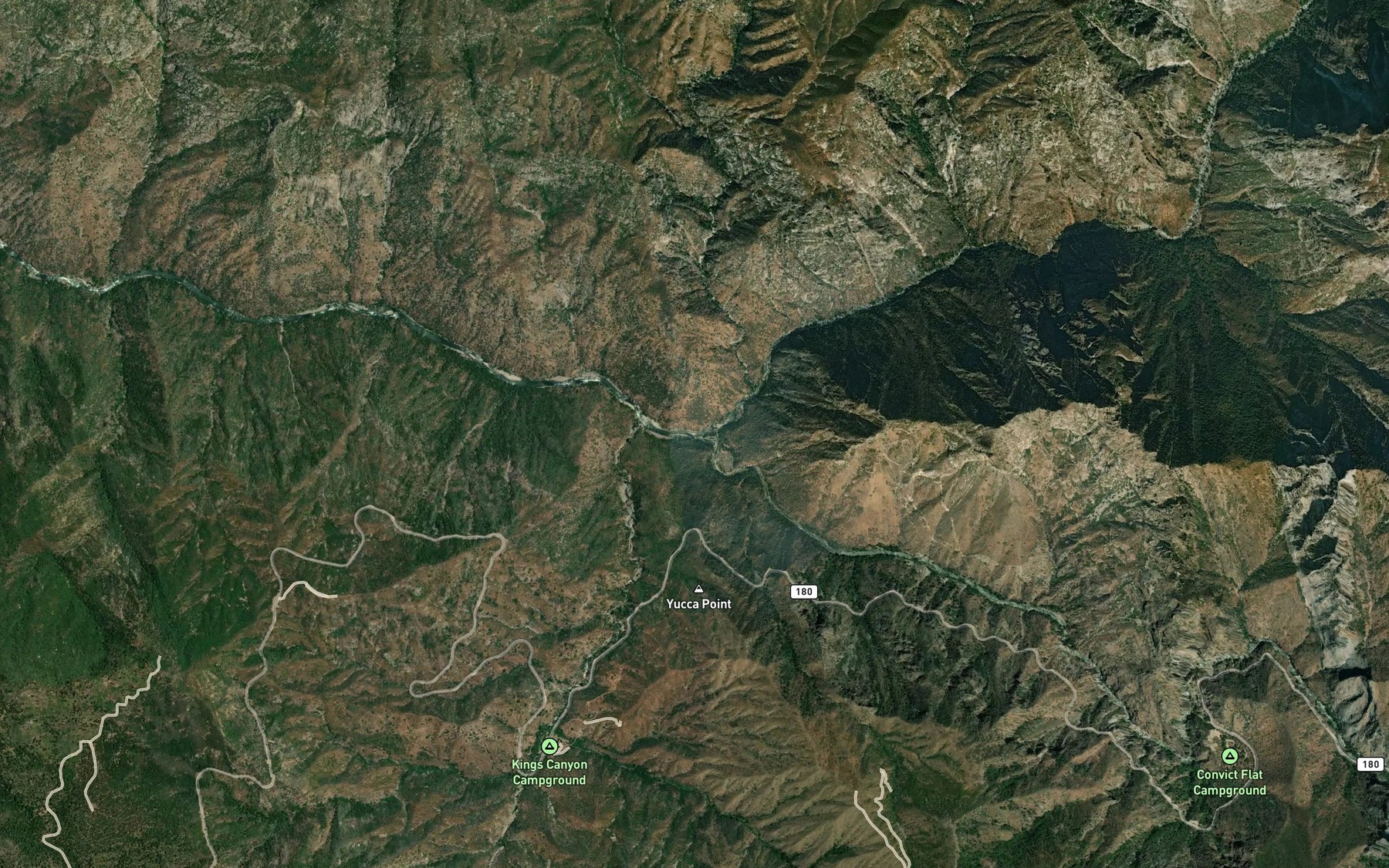 Satellite map of the Middle Fork Kings River