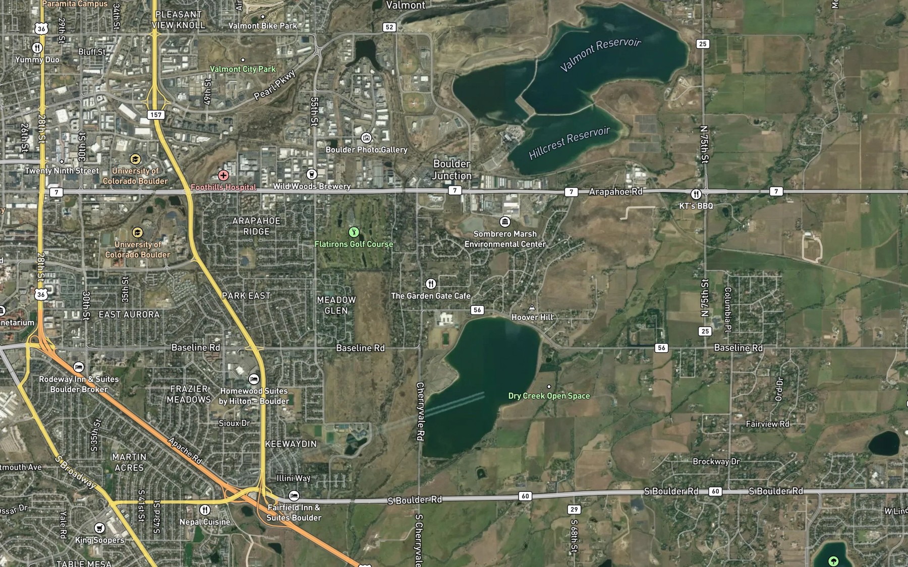 Satellite map of the East Boulder Ditch
