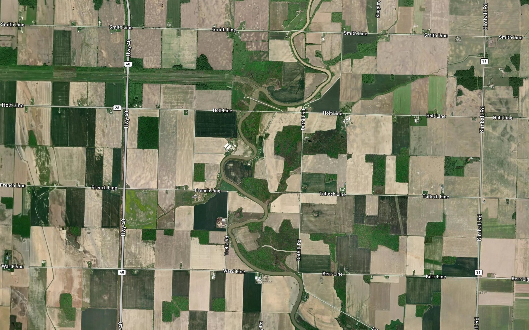 Satellite map of the Goodens Creek