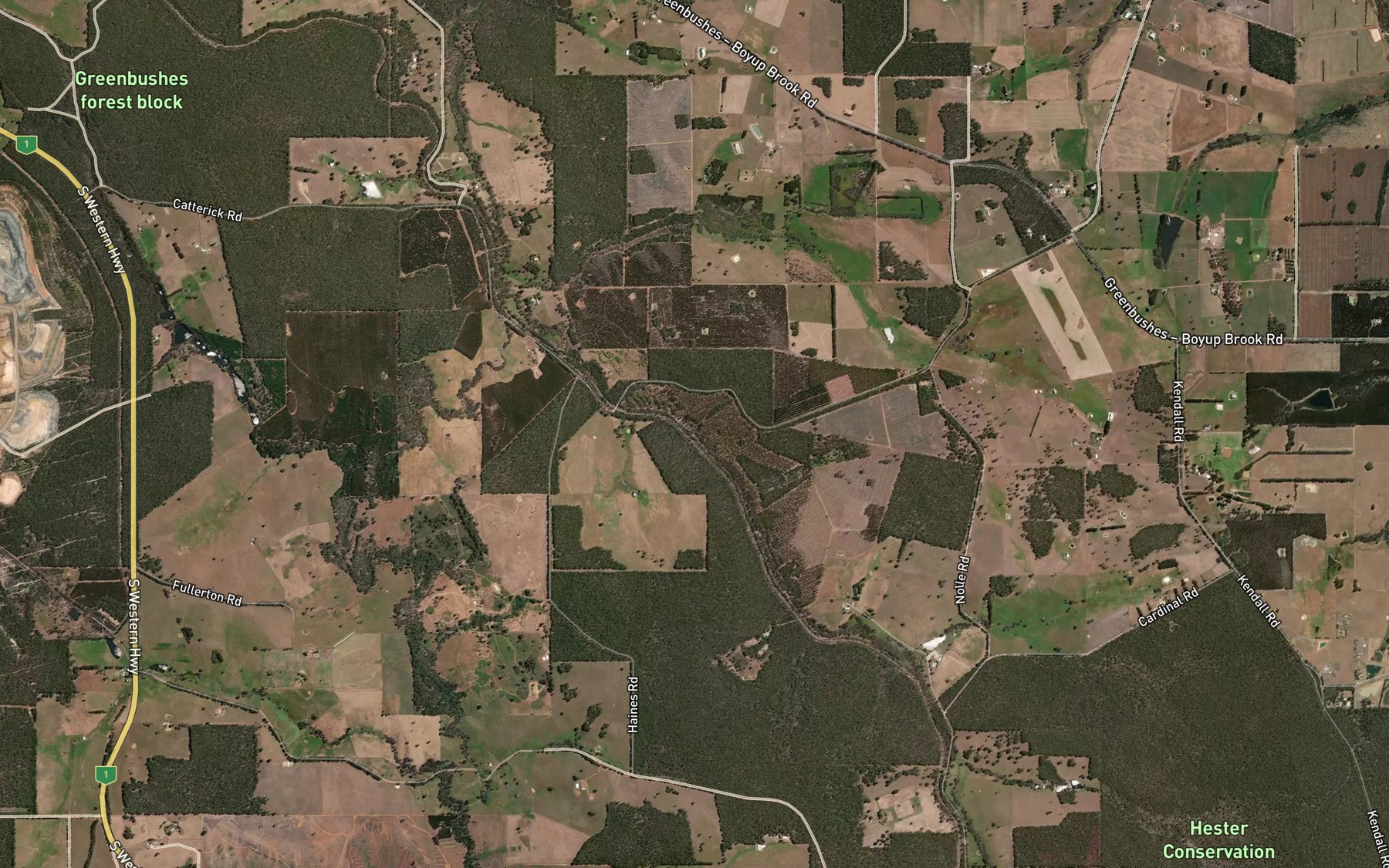 Satellite map of the Hester Brook