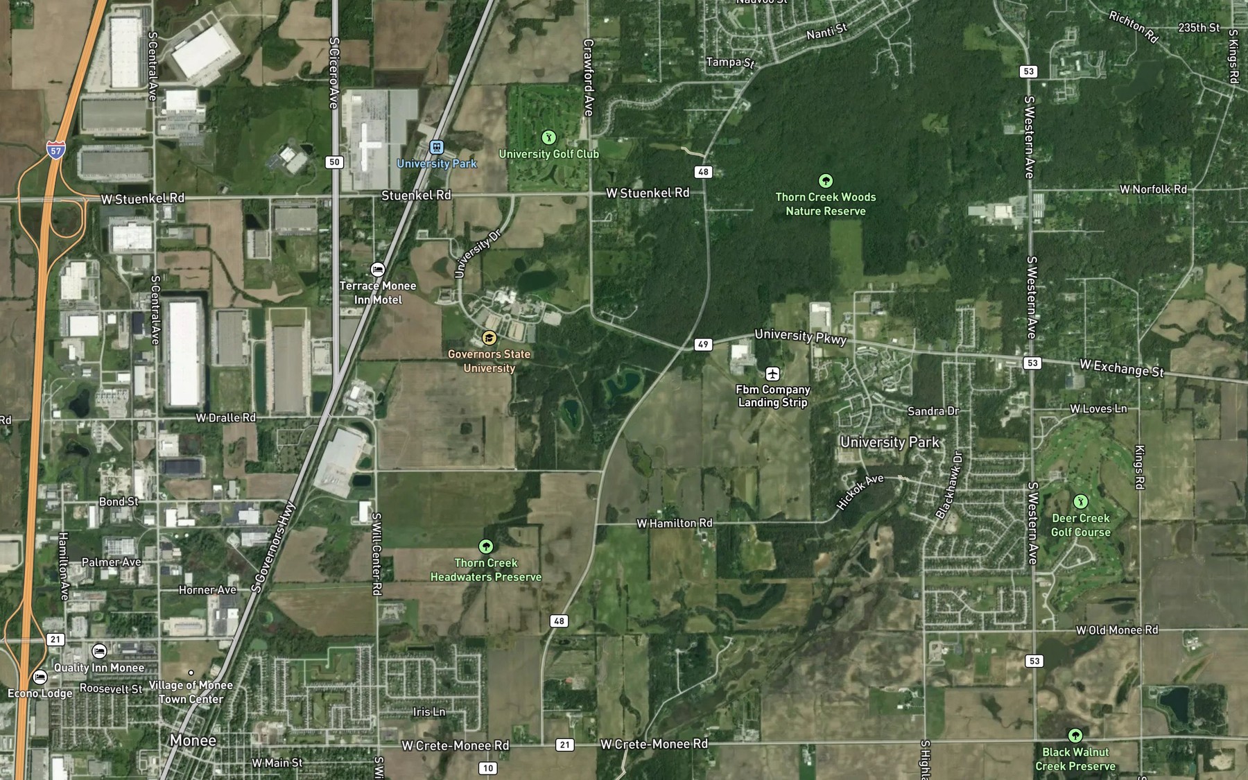 Satellite map of the Pine Lake