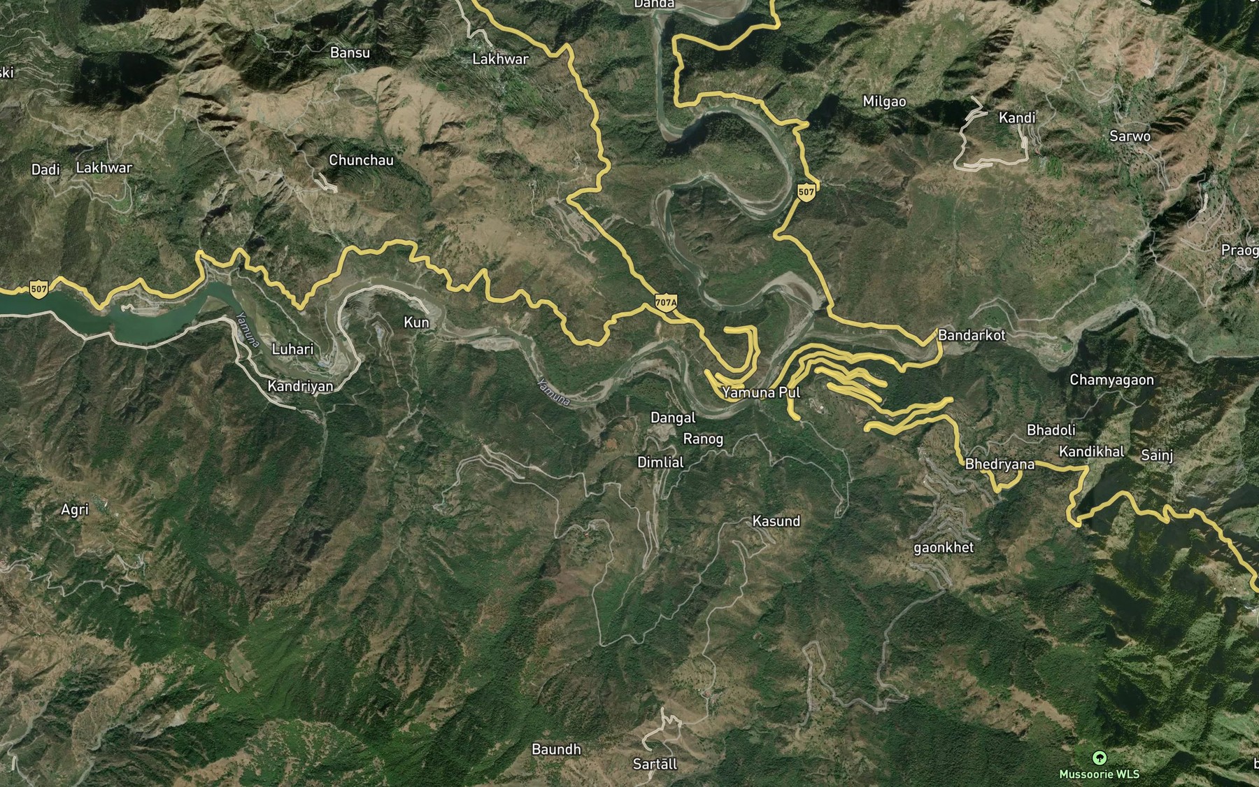 Satellite map of the Kiar Kali Nadi