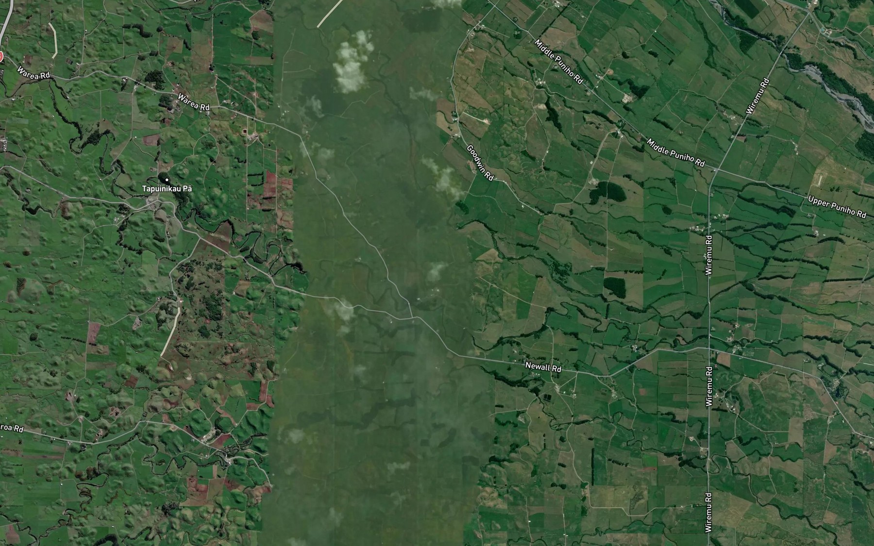 Satellite map of the Warea River (Teikaparua)