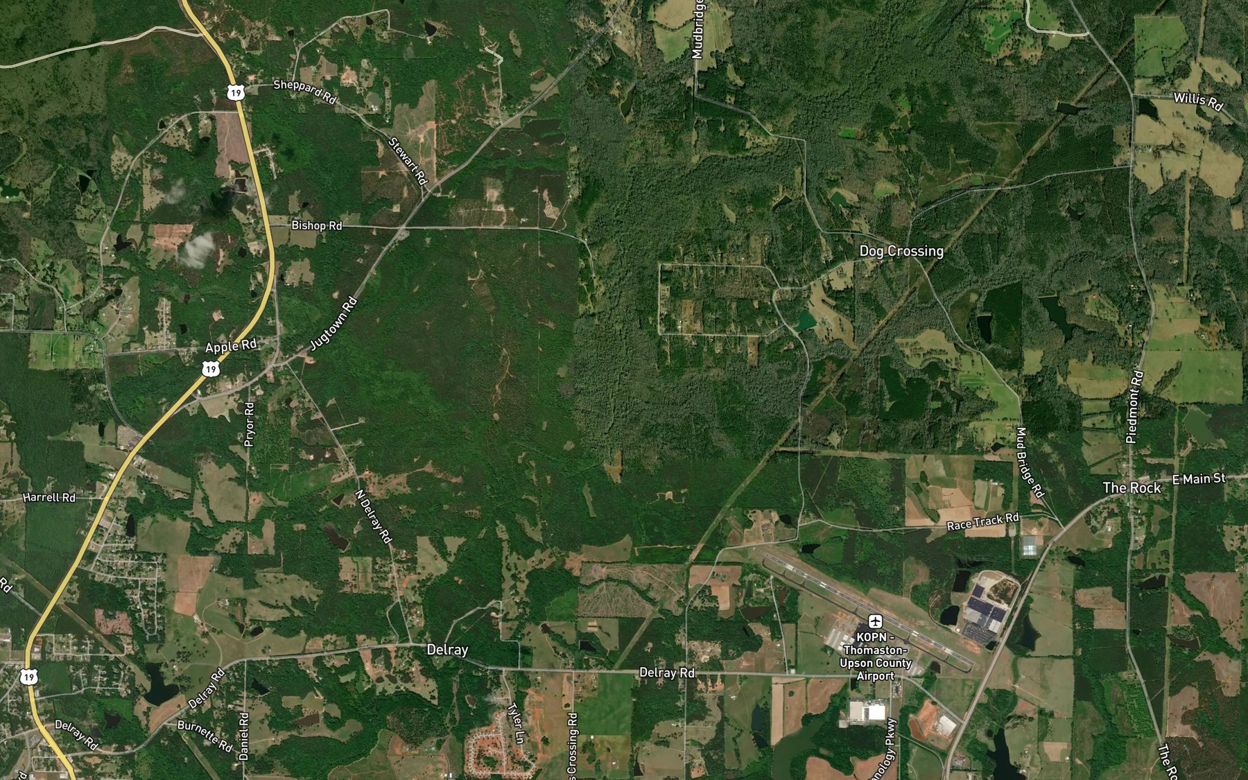 Satellite map of the Rose Creek