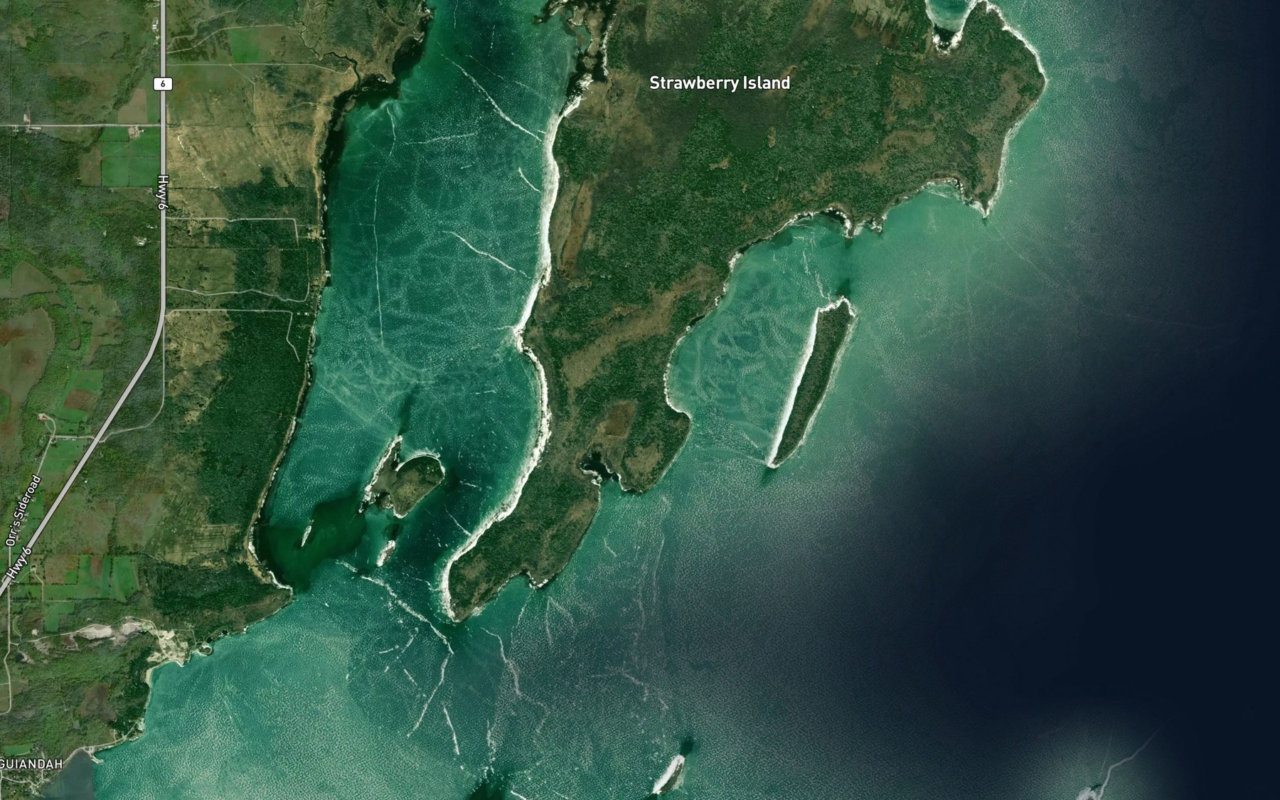 Satellite map of the White's Cove