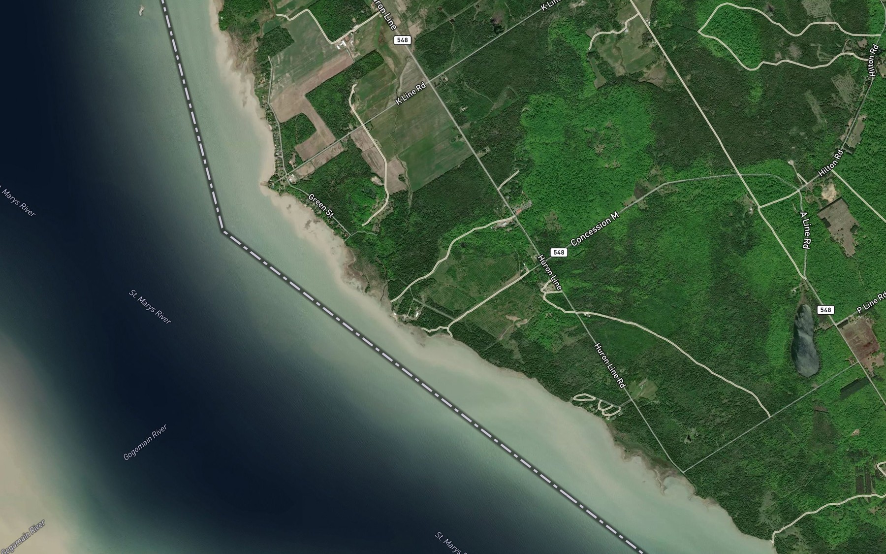 Satellite map of the Richardson Creek