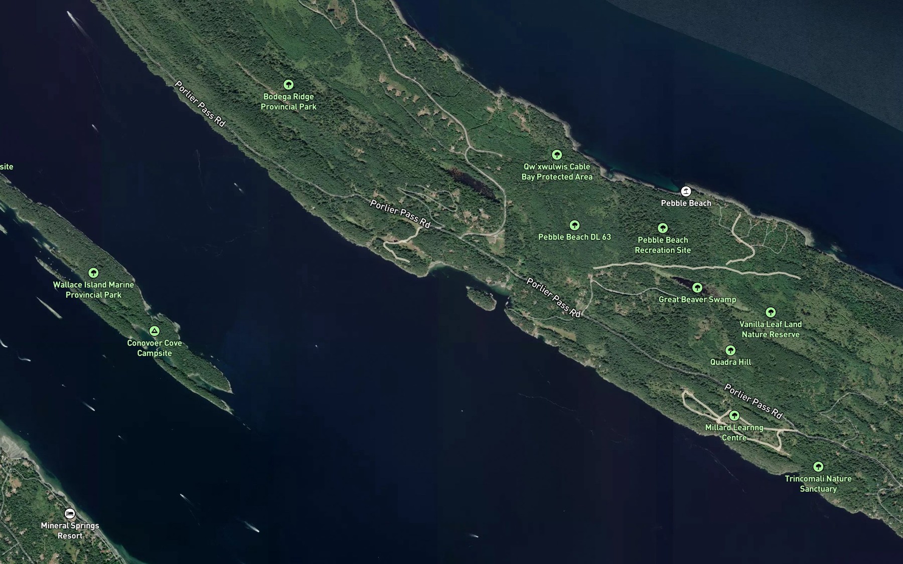 Satellite map of the Retreat Cove
